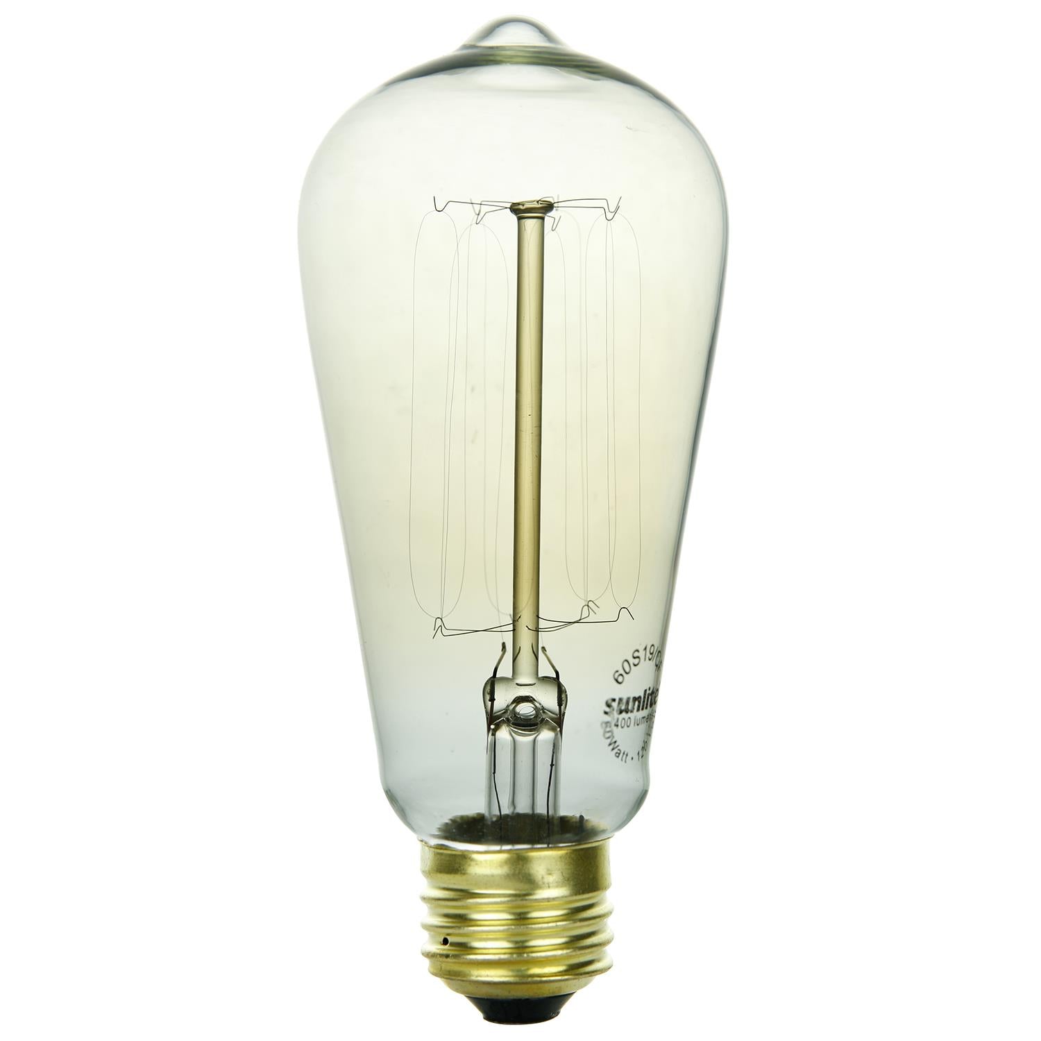 Sunlite 60 Watt Antique Edison Style S19 Incandescent Bulb, Medium Base (E26), Smoke Finish, Warm White 3200K, Vintage Decor, Dimmable - Cheap-Us