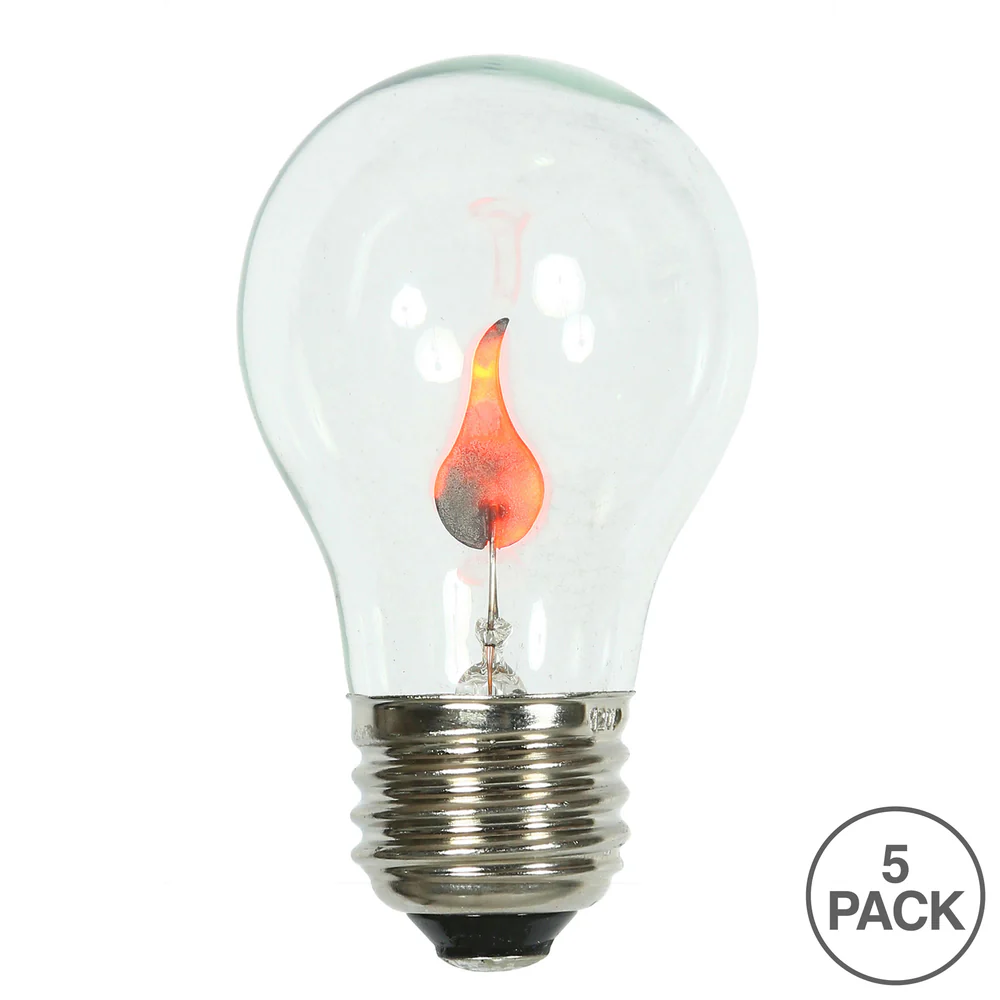 Vickerman A19 Incandescent Clear Flicker Flame E26 Medium Base Bulb, 1 watt, Brass Base, UL, 10 Pack - Cheap-Us