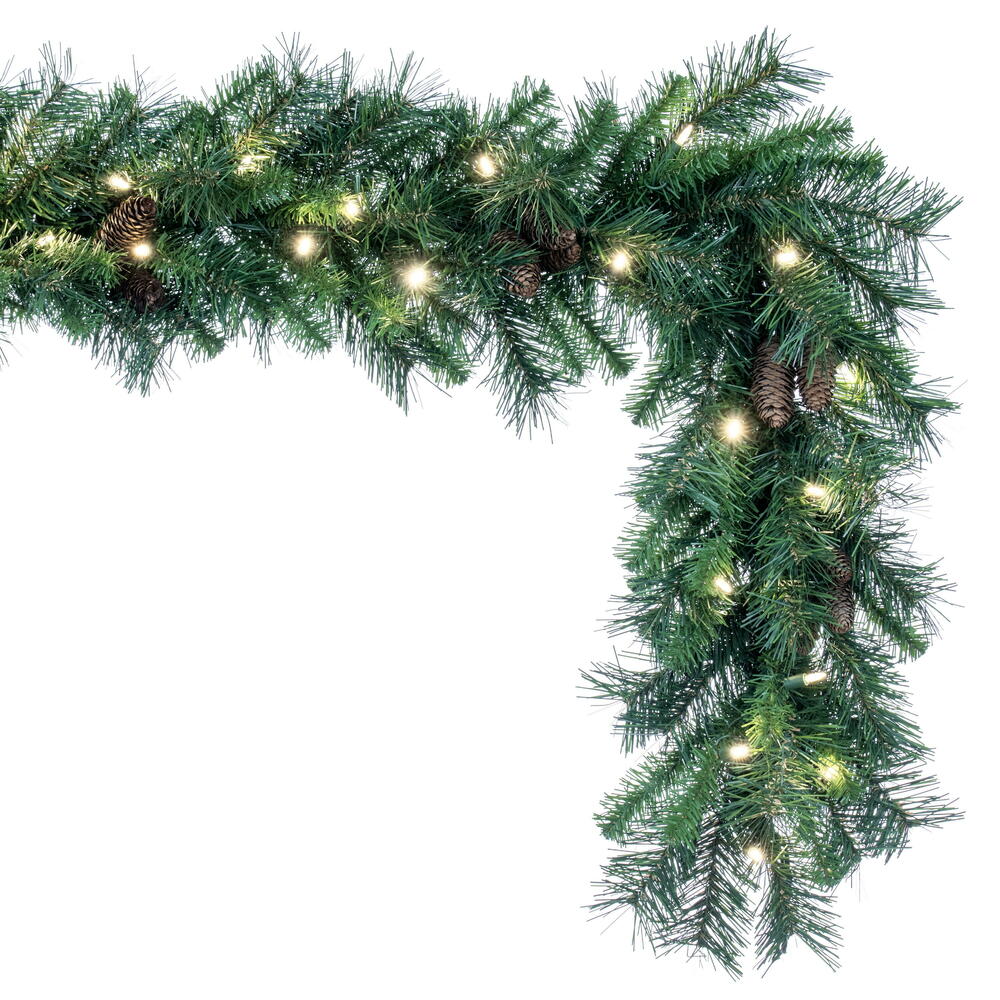 Vickerman 9' Cheyenne Artificial Christmas Garland Warm White LED Lights - Cheap-Us