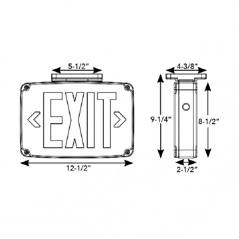 Westgate Wet Location LED Exit Sign Single Face, Green Letters, Black Panel, LED Exit & Emergency Lighting, 3.8W - Cheap-Us