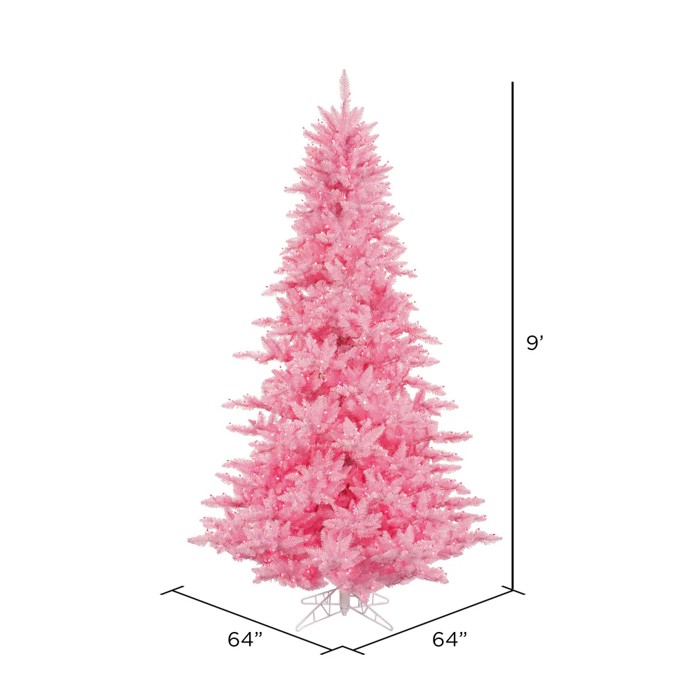 Vickerman 9' Pink Fir Artificial Christmas Tree Pink  Dura-lit LED Lights - Cheap-Us