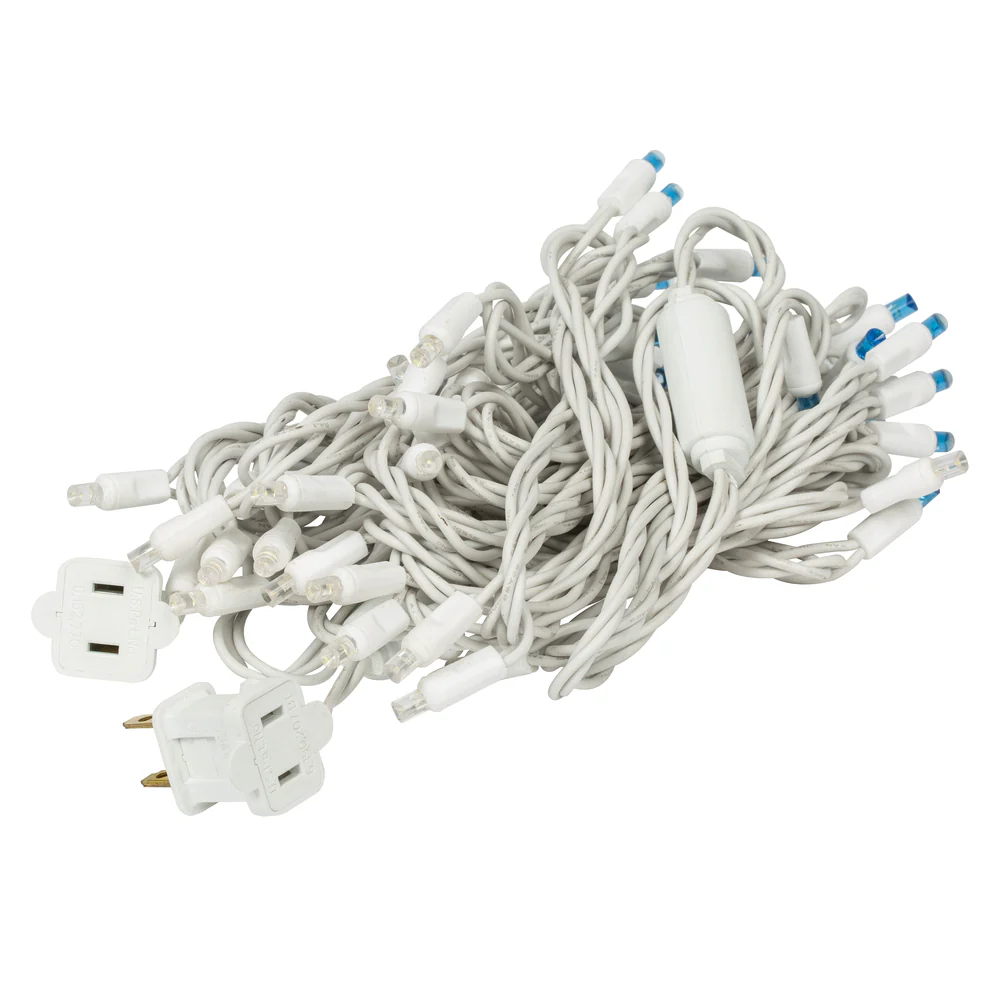 Vickerman 50 Blue-White Wide Angle LED Light on White Wire, 25' Christmas Single Mold Light Strand- 2 Pack - Cheap-Us