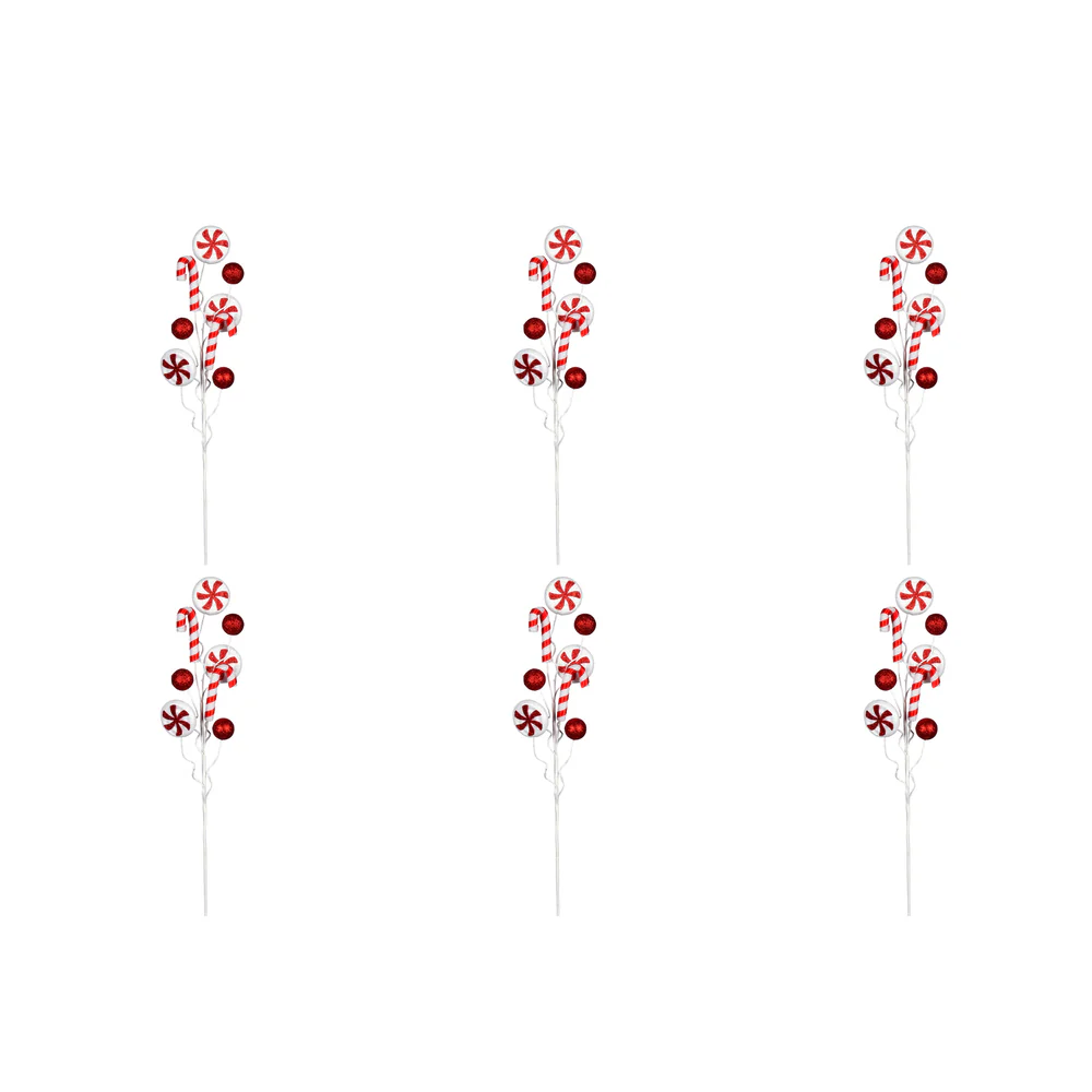 Vickerman Red/White Candy Cane Swirl Artificial Christmas Spray. Includes 6 sprays per pack. - Cheap-Us