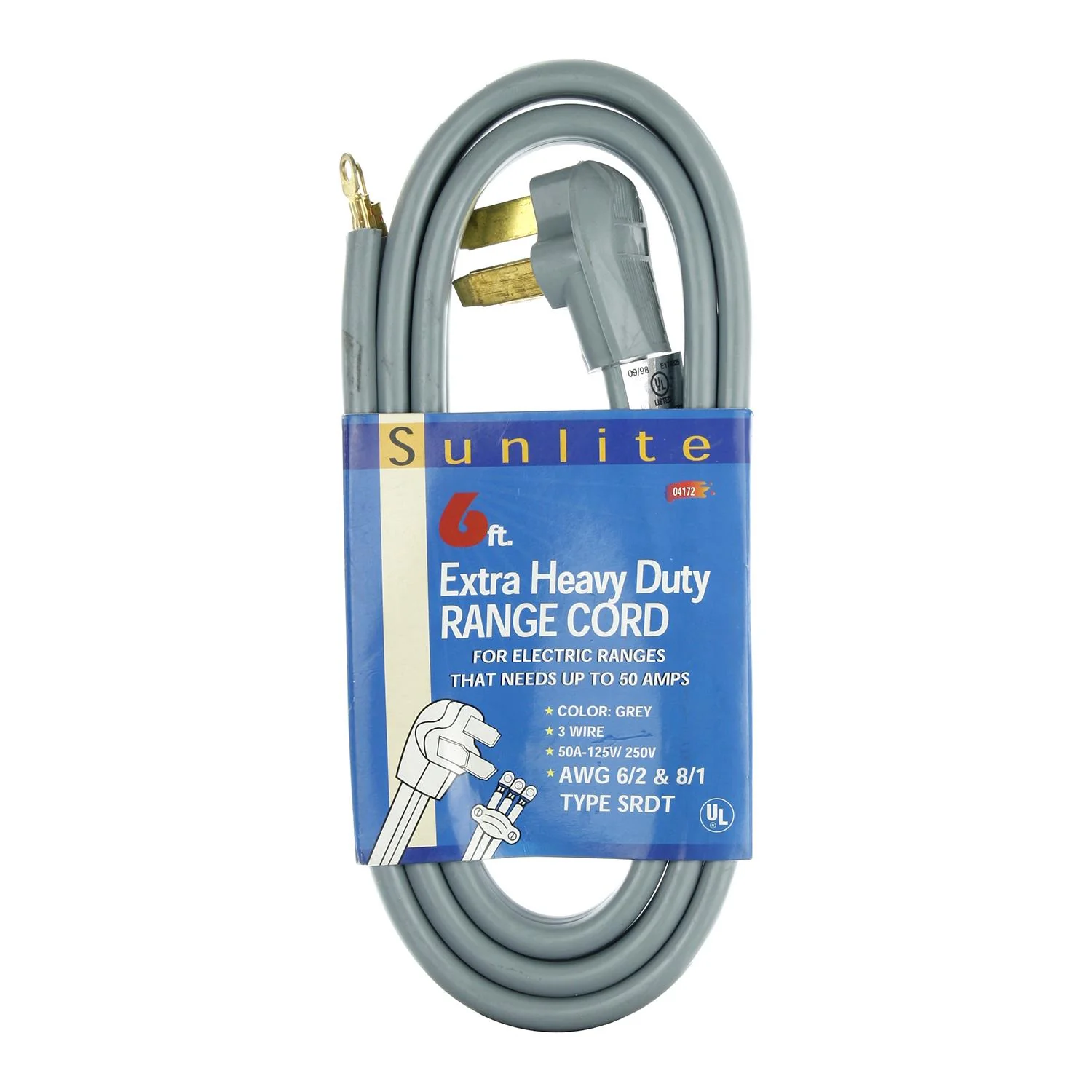 Sunlite EX6/R/50A Range 6-Feet Extension Cord, Grey - Cheap-Us