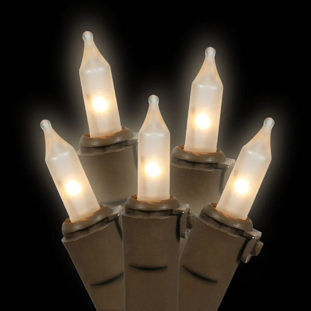 Vickerman 100 Clear-Frosted White Mini-Lights on Brown Wire, 33' Christmas Light Strand- 2 Pack - Cheap-Us