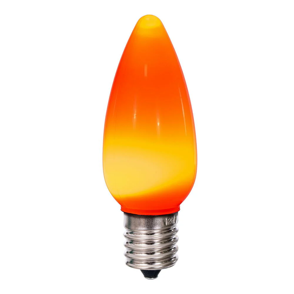 Vickerman C9 Ceramic LED Orange Bulb  Nickel Base 120V .6 Watts  5 diodes 25 Bulbs per Pack - Cheap-Us