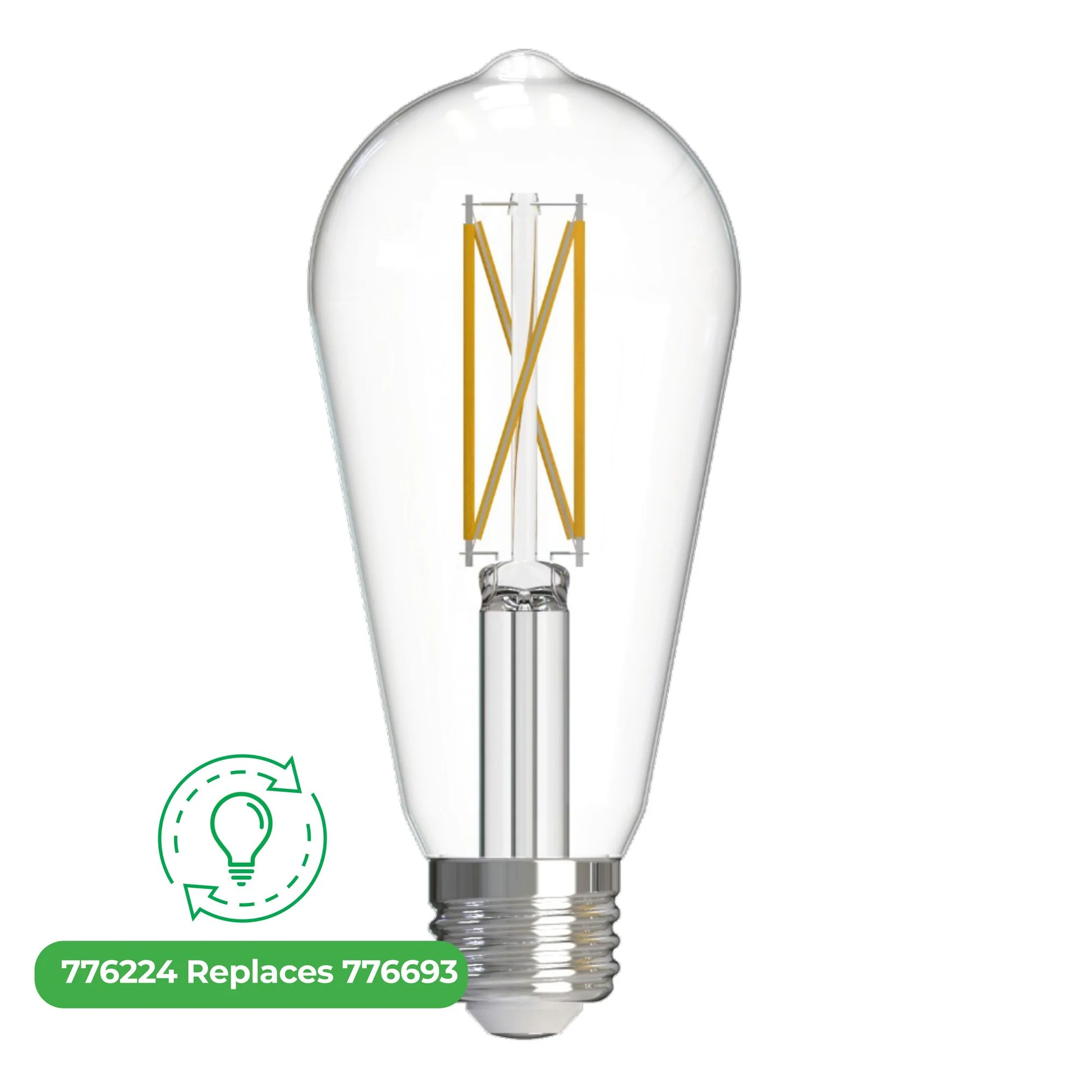 Bulbrite LED Filament 7.6 Watt Dimmable ST18 Light Bulb with Clear finish and Medium (E26) Base - 3000K Soft White Light, 800 Lumens - Cheap-Us
