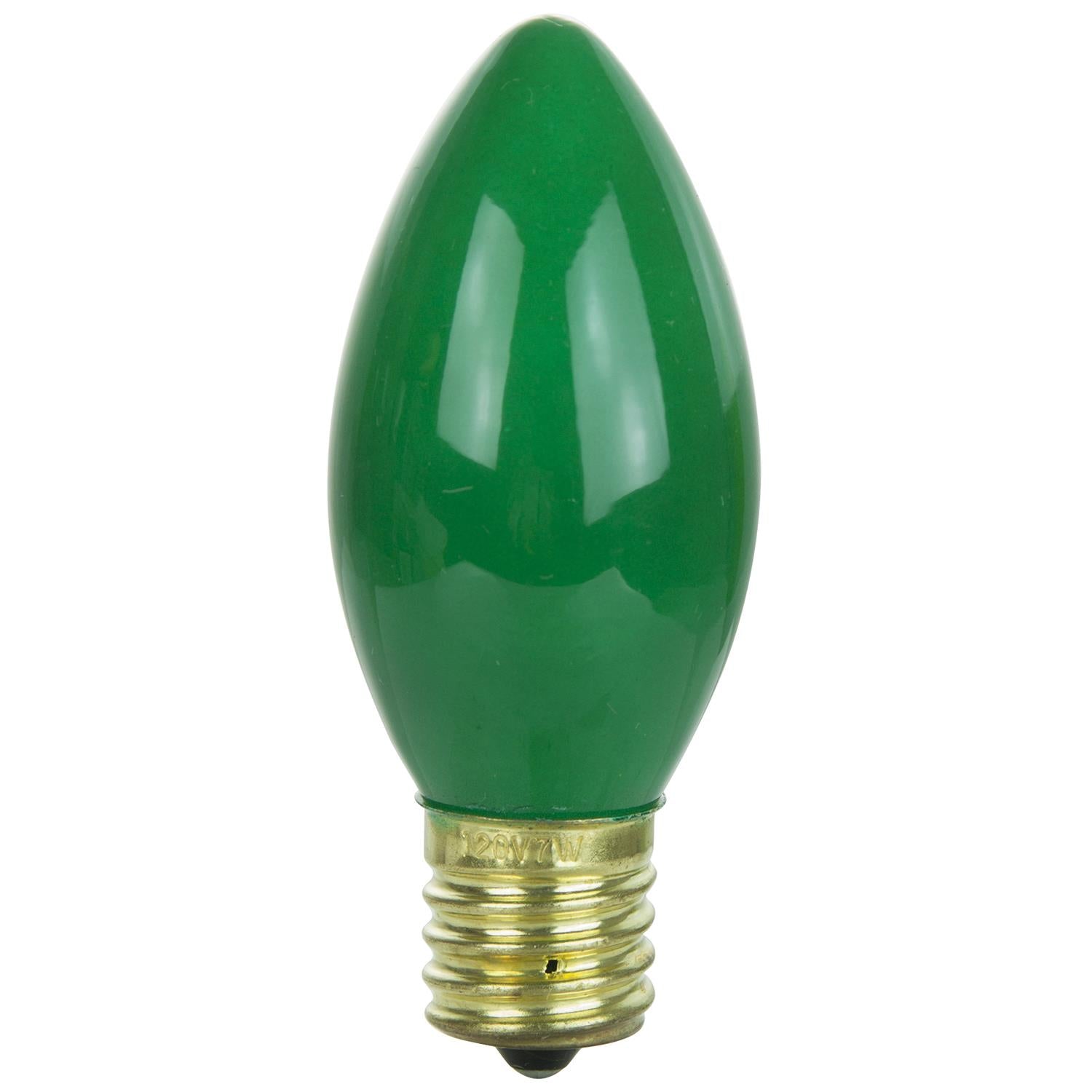 25 Pack Sunlite 7 Watt C9 Colored Night Light, Intermediate Base, Ceramic Green - Cheap-Us