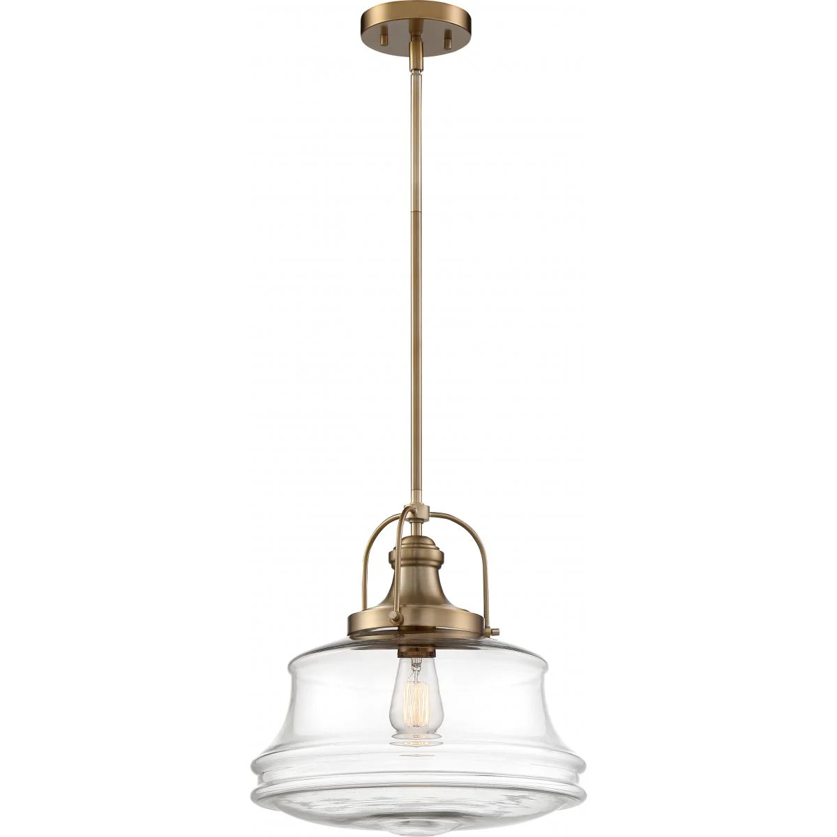 60-6757 BASEL 1 LIGHT PENDANT Basel - 1 Light Pendant - with Clear Glass - Burnished Brass Finish - Cheap-Us