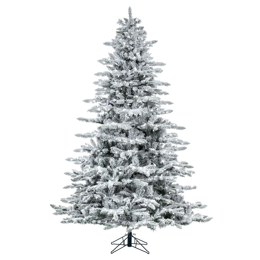 Vickerman 10' Flocked Utica Fir Artificial Christmas Tree Pure White LED Lights - Cheap-Us