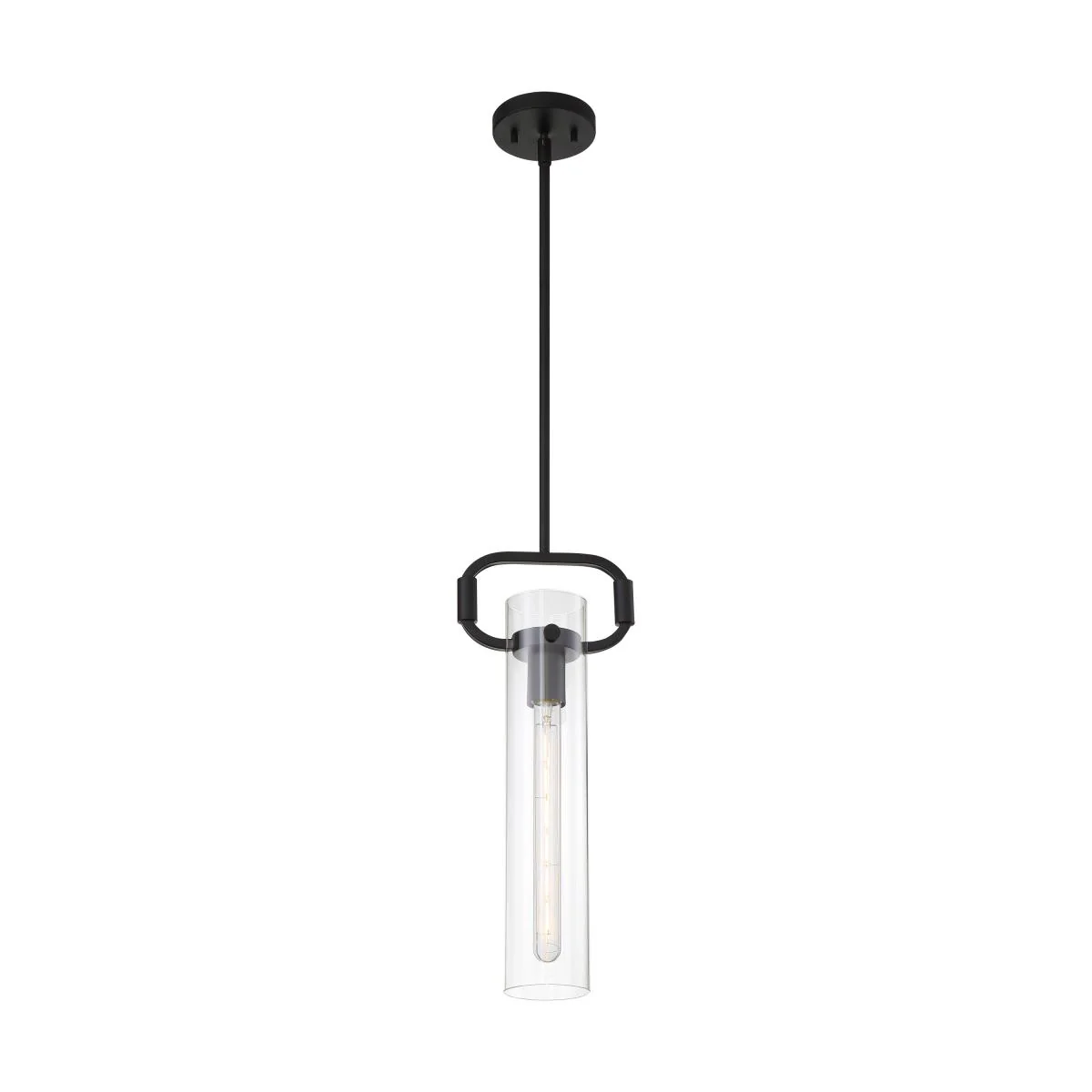 60-7153 TERESA 1 LT CYLINDER PENDANT Teresa - 1 Light Pendant with Clear Glass - Matte Black Finish - Cheap-Us