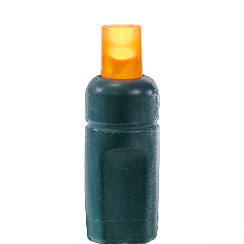 Vickerman 50 Orange Wide Angle Single Mold End-Connecting Coaxial Non-Rectified LED Light Set with 22 Gauge Green Wire, 3