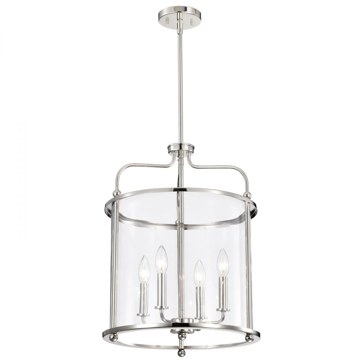 60-7956 YORKTOWN 4LT PENDANT Yorktown 4 Light Pendant; Polished Nickel Finish; Clear Glass - Cheap-Us