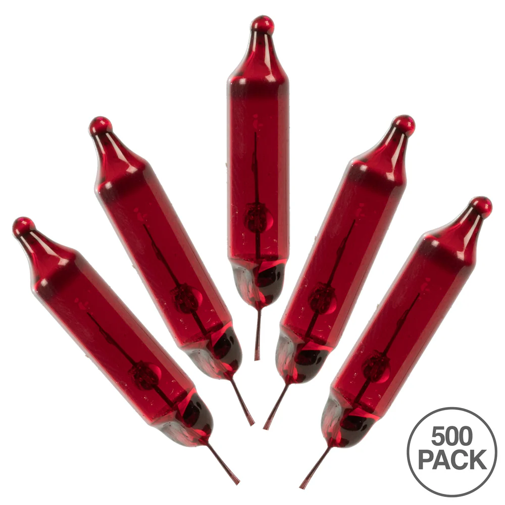 Vickerman Red Glass Incandescent Mini Bulb with Pinched Base 3.5 Volt 125mA 500/Bag - Cheap-Us