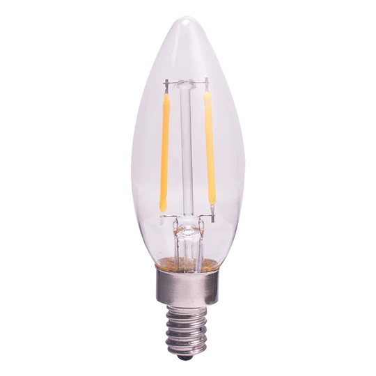 Luxrite LED B11 Torpedo Tip Chandelier Light Bulb, E12 Candelabra Base, 4W, 2700K - Warm White, 400 Lumens, 80 CRI, Clear Finish, Dimmable (LR21562) - Cheap-Us