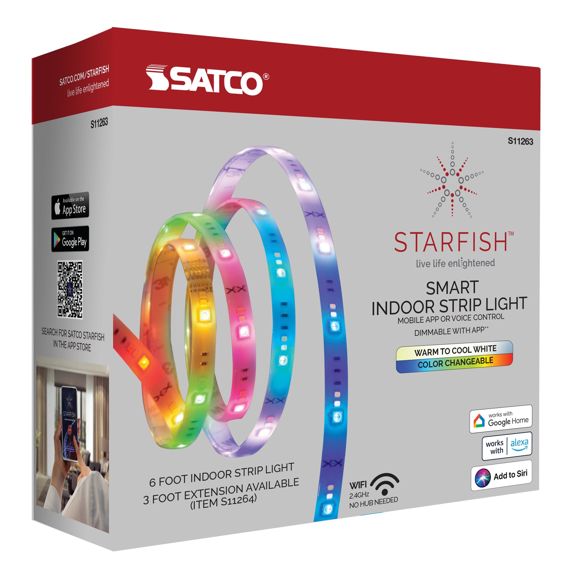 Starfish WiFi Smart LED, 6 Foot RGBW Indoor Tape Light Strip - 3 Feet - Cheap-Us