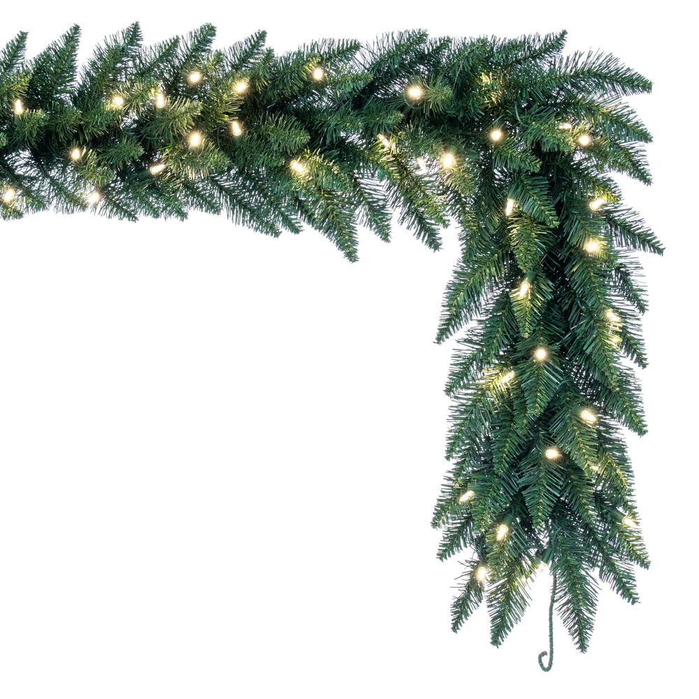 Vickerman 9' Camdon Fir Artificial Christmas Garland with Warm White LED Mini Lights - Cheap-Us