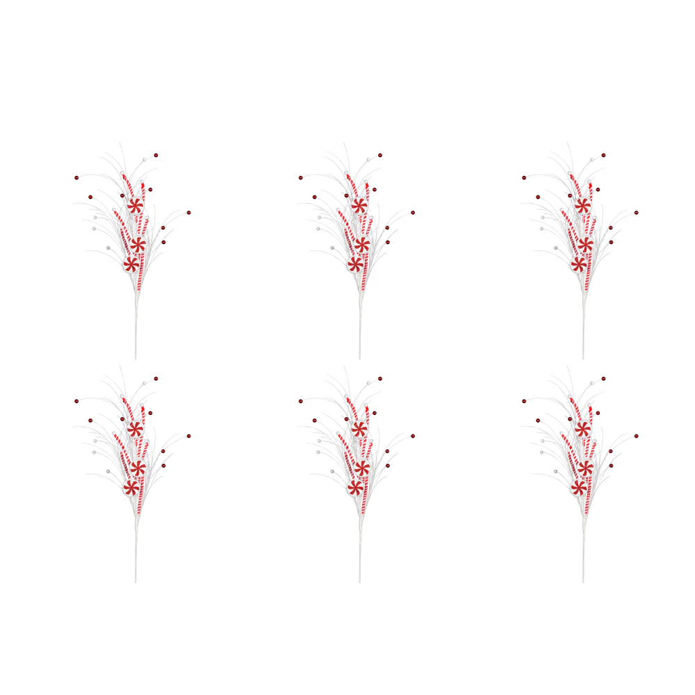 Vickerman Red/White Candy Swirl Artificial Christmas Spray. Includes 6 sprays per pack. - Cheap-Us