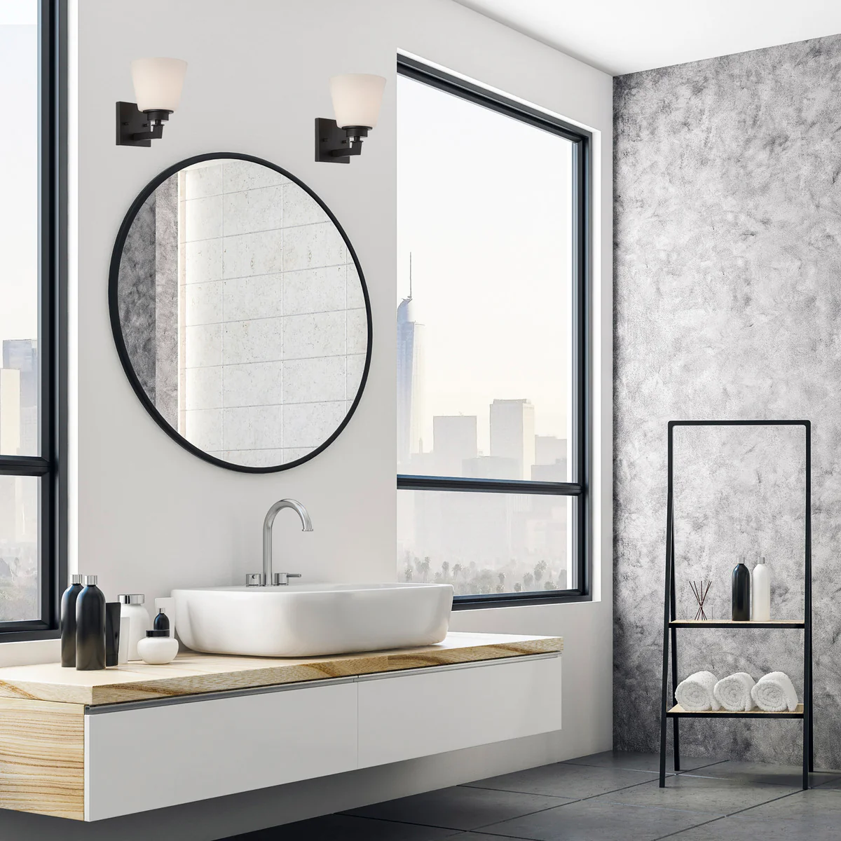 60-5551 MOBILI - 1 LT VANITY FIXTURE Mobili - 1 Light Vanity with Satin White Glass - Aged Bronze Finish - Cheap-Us