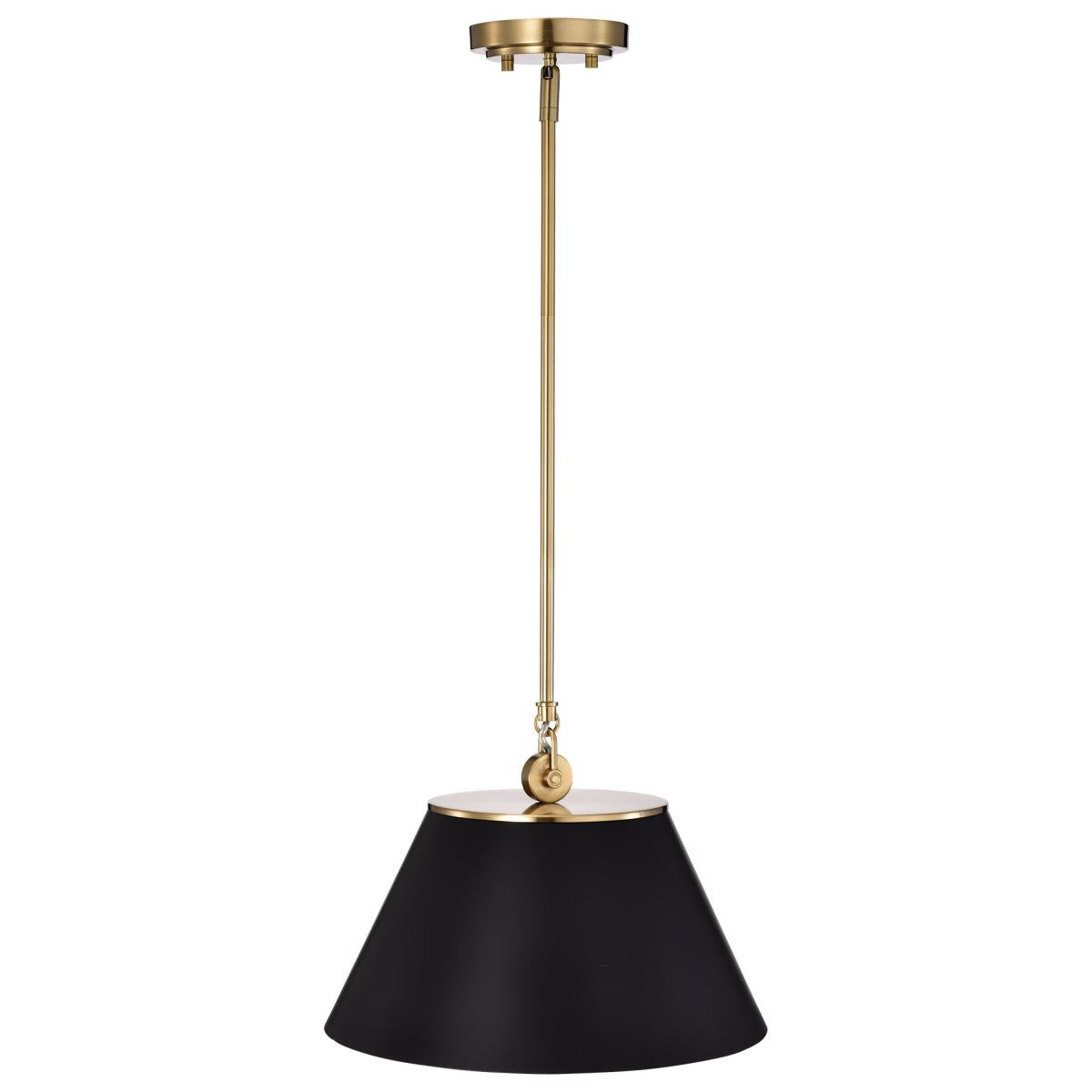 60-7411 DOVER 1 LIGHT MEDIUM PENDANT Dover; 1 Light; Medium Pendant; Black with Vintage Brass - Cheap-Us