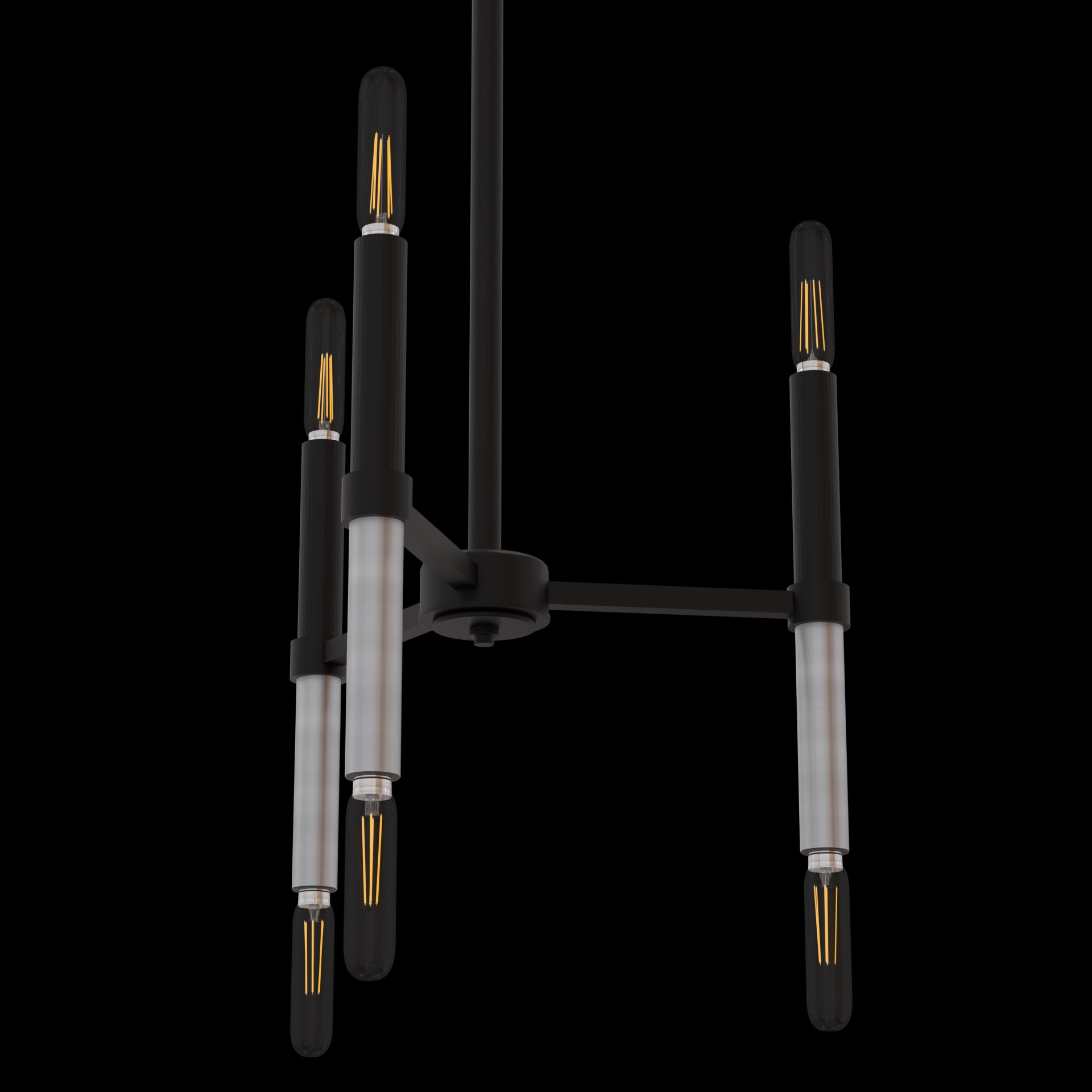 Bastone Six Light Modern Up/Down Chandelier Fixture Black and Brushed Nickel - Cheap-Us