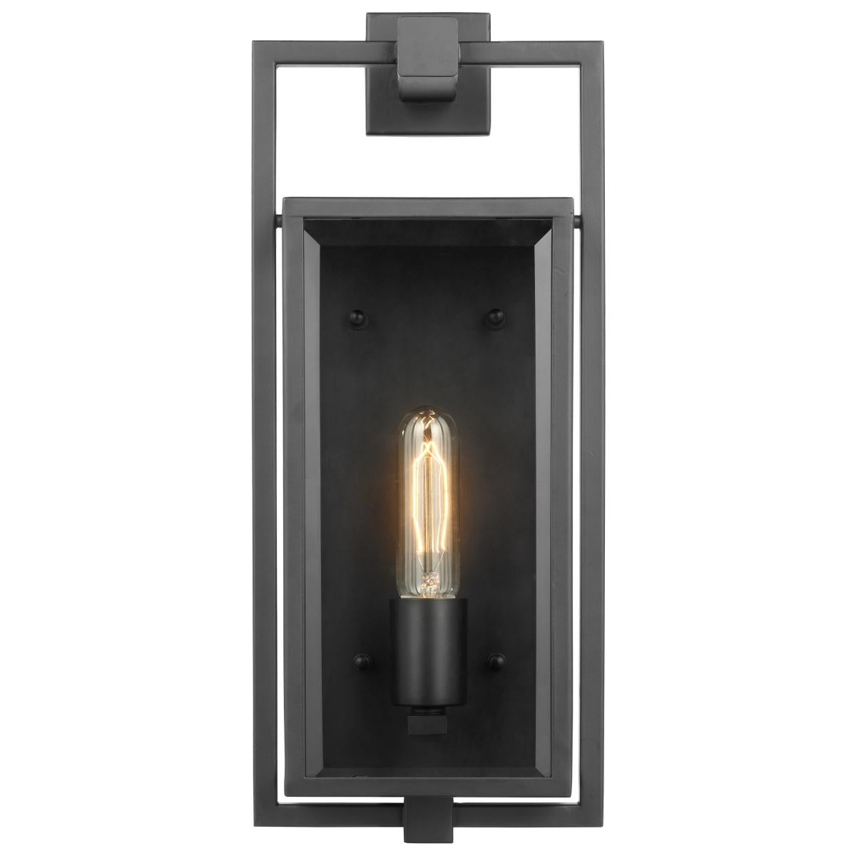 60-7544 EXHIBIT 1 LT MD WALL LANTERN Exhibit; 1 Light; Medium Wall Lantern; Matte Black Finish with Clear Beveled Glass - Cheap-Us