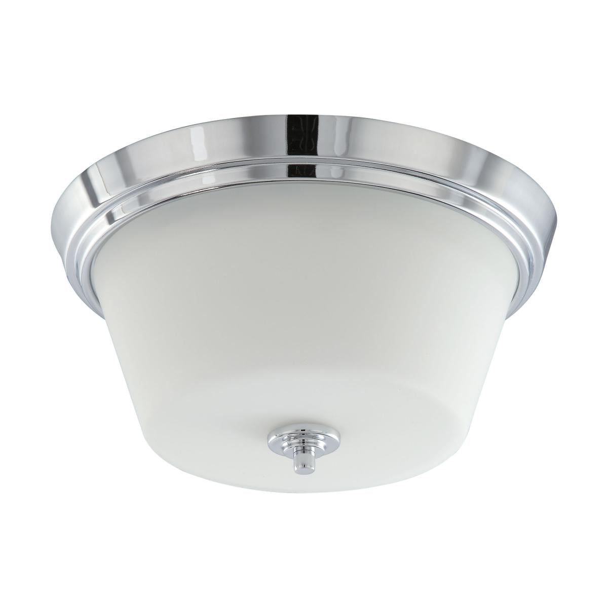 Satco Nuvo Bento 3 Light 13 inch Polished Chrome Finish Flush/Semi-Flush Mount Ceiling Light With Satin White Glass - 60W - 120V - Cheap-Us