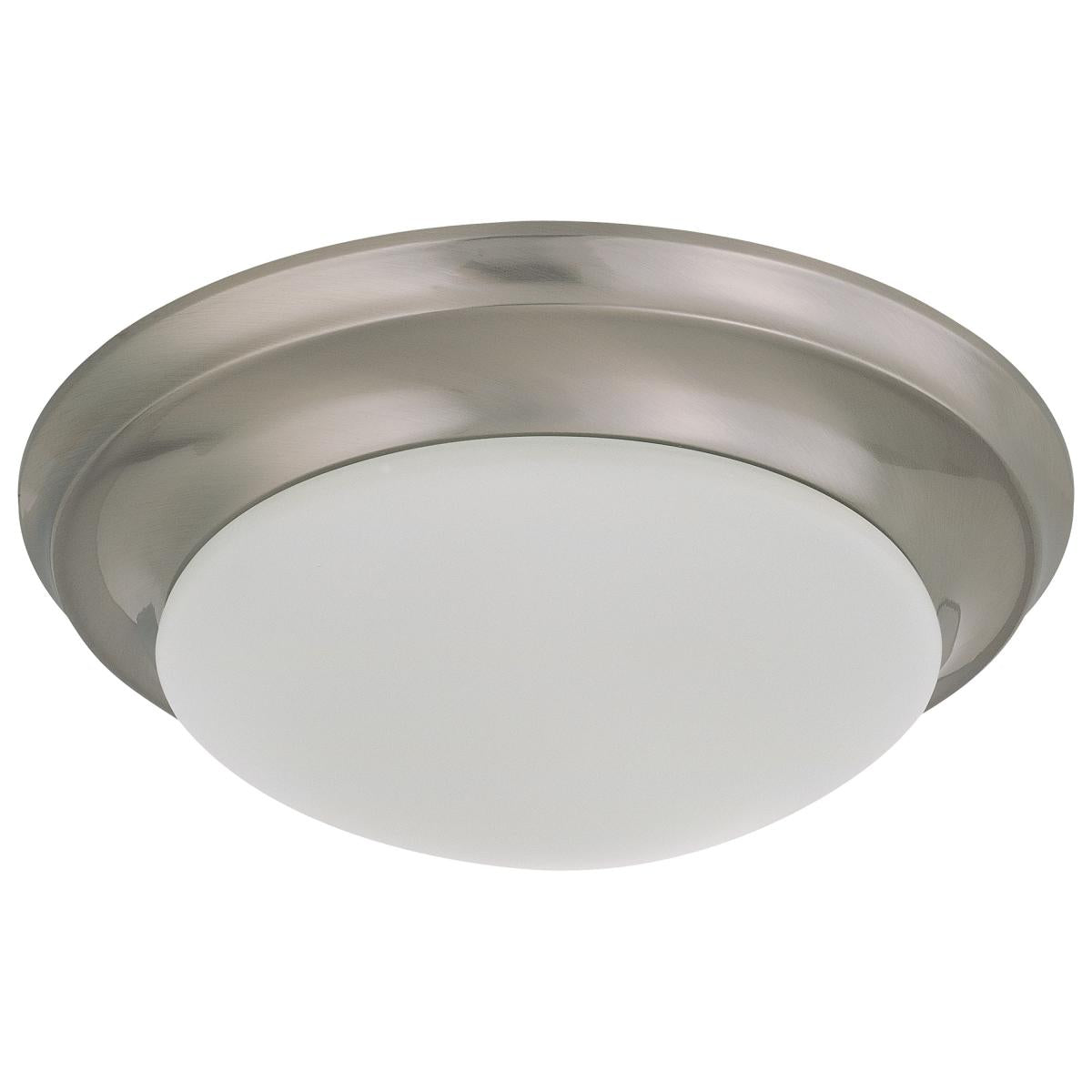 Satco Nuvo 11/12/14-inch, LED Twist & Lock Flush Mount Ceiling Light With Frosted White Glass - Matte Black/Brushed Nickel Finish - Cheap-Us