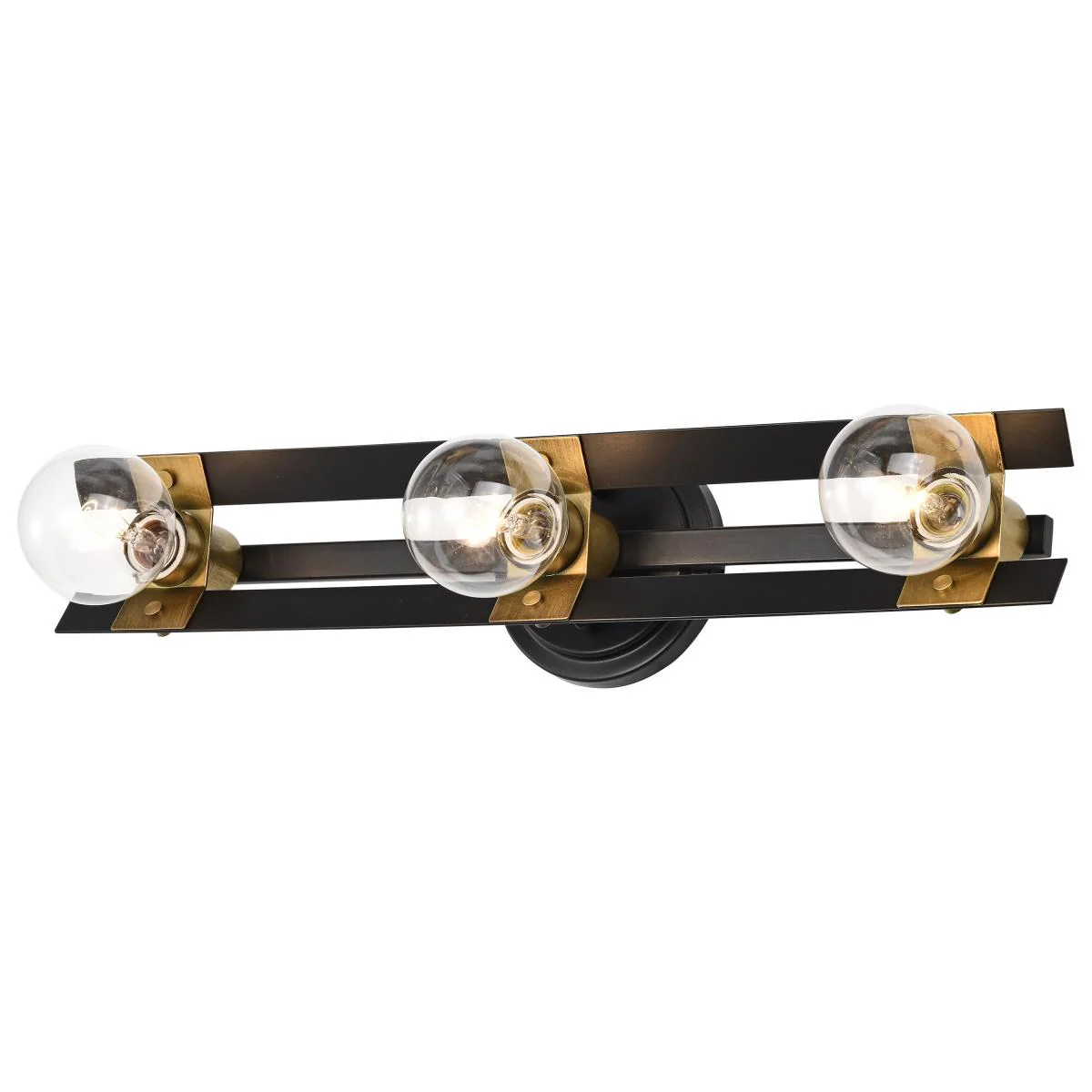60-7865 MARSDEN 3 LIGHT VANITY Marsden 3 Light Vanity; Matte Black and Natural Brass Finish - Cheap-Us