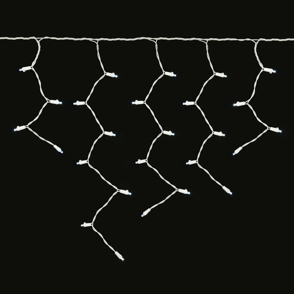 Vickerman 70 Cool White Wide Angle LED Icicle Light on White Wire 9' Light Strand. - Cheap-Us