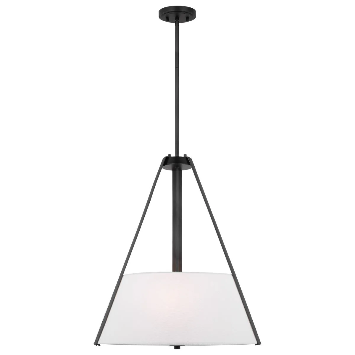 60-7696 BREWSTER 3LT PENDANT Brewster; 3 Light Pendant; Black Finish; Faux Leather Wrapped Straps; White Textile Shade - Cheap-Us