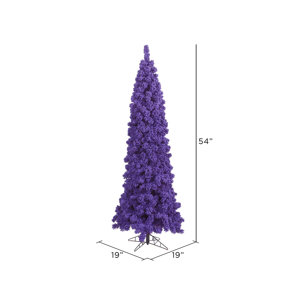 Vickerman 4.5' Flocked Purple Pencil Fir Artificial Christmas Tree Unlit - Cheap-Us