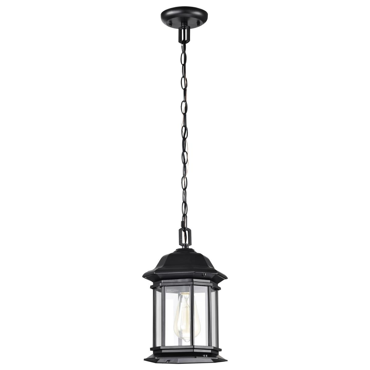 60-6117 HOPKINS 1LT OUTDOOR HANGING Hopkins Collection Outdoor 12 inch Hanging Lantern; Matte Black Finish with Clear Glass - Cheap-Us