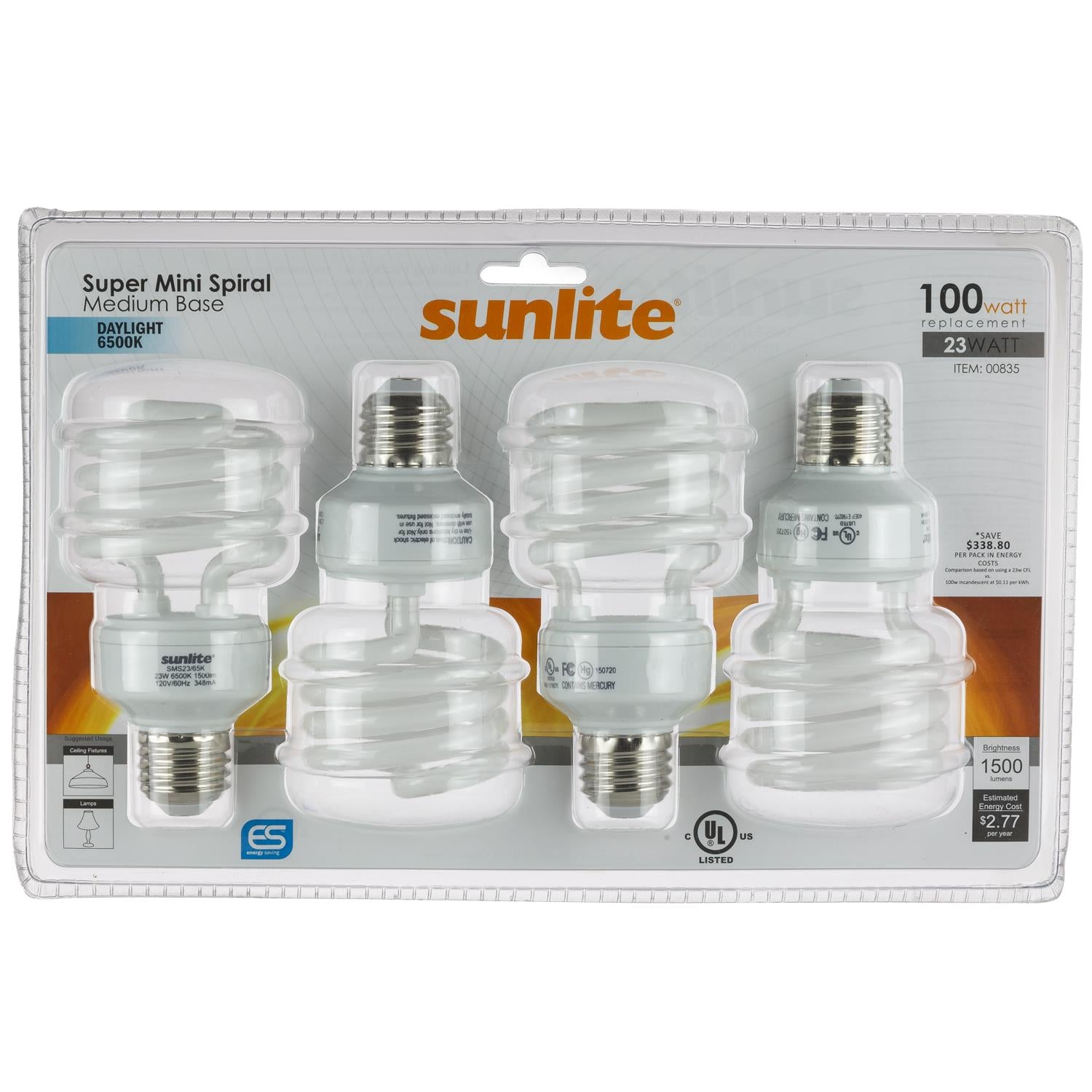 Sunlite SMS23/65K/CD4 23 Watt T2 Spiral Lamp Medium (E26) Base Daylight - Cheap-Us