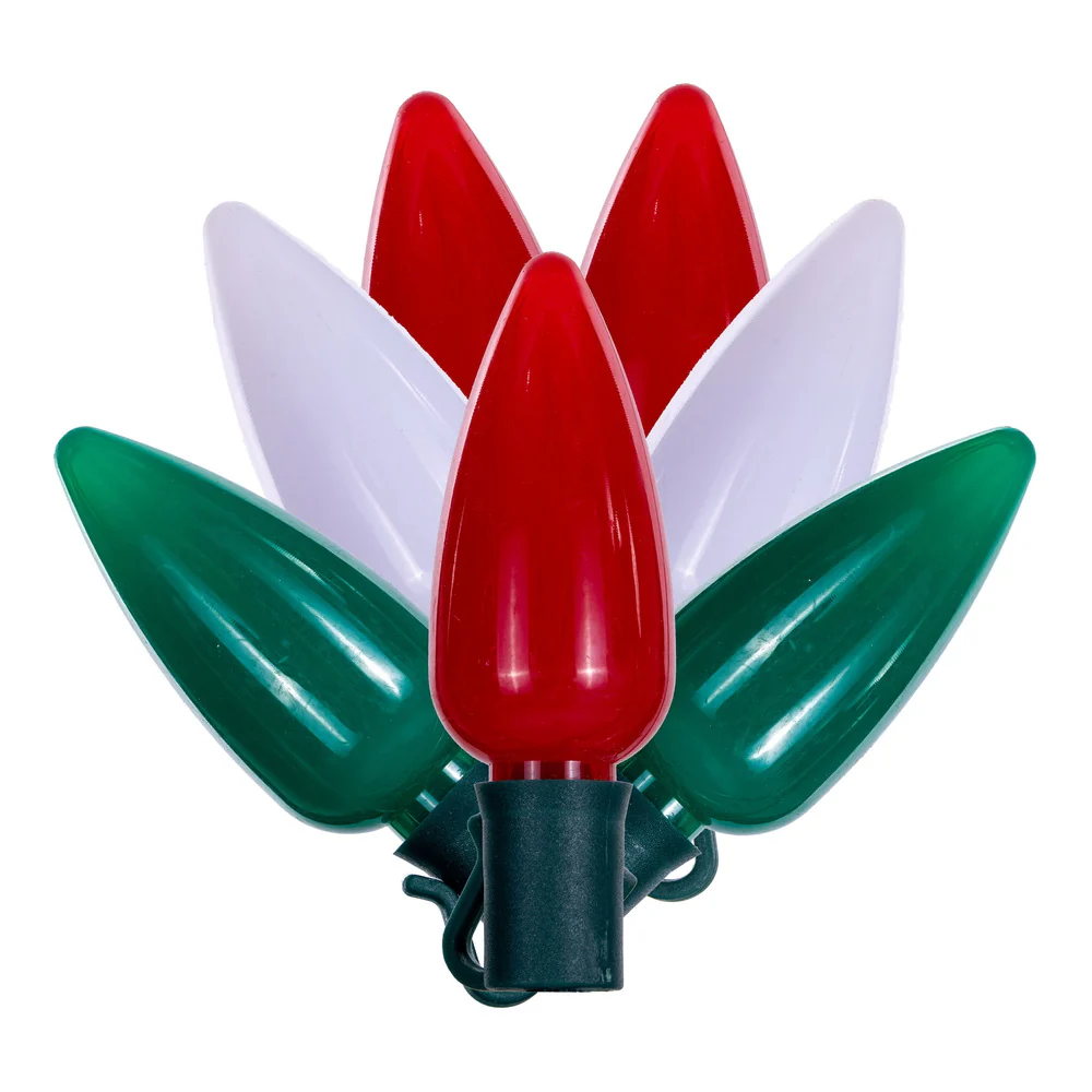 Vickerman 25 Red-White-Green Ceramic C9 LED Light on Green 22AWG Wire, 25'.- 2 Pack - Cheap-Us