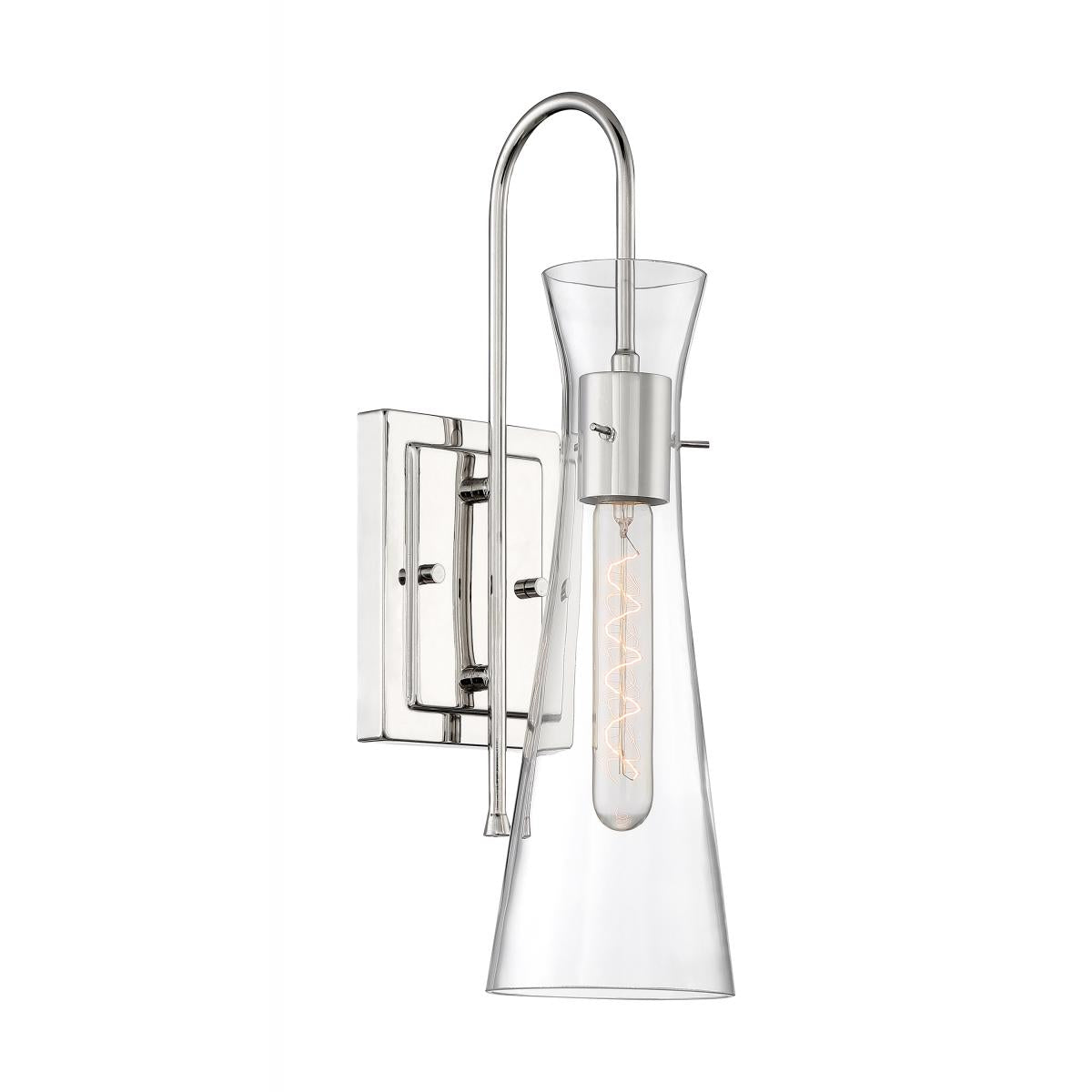 60-6867 BAHARI 1 LIGHT WALL SCONCE Bahari - 1 Light Sconce with Clear Glass - Polished Nickel Finish - Cheap-Us