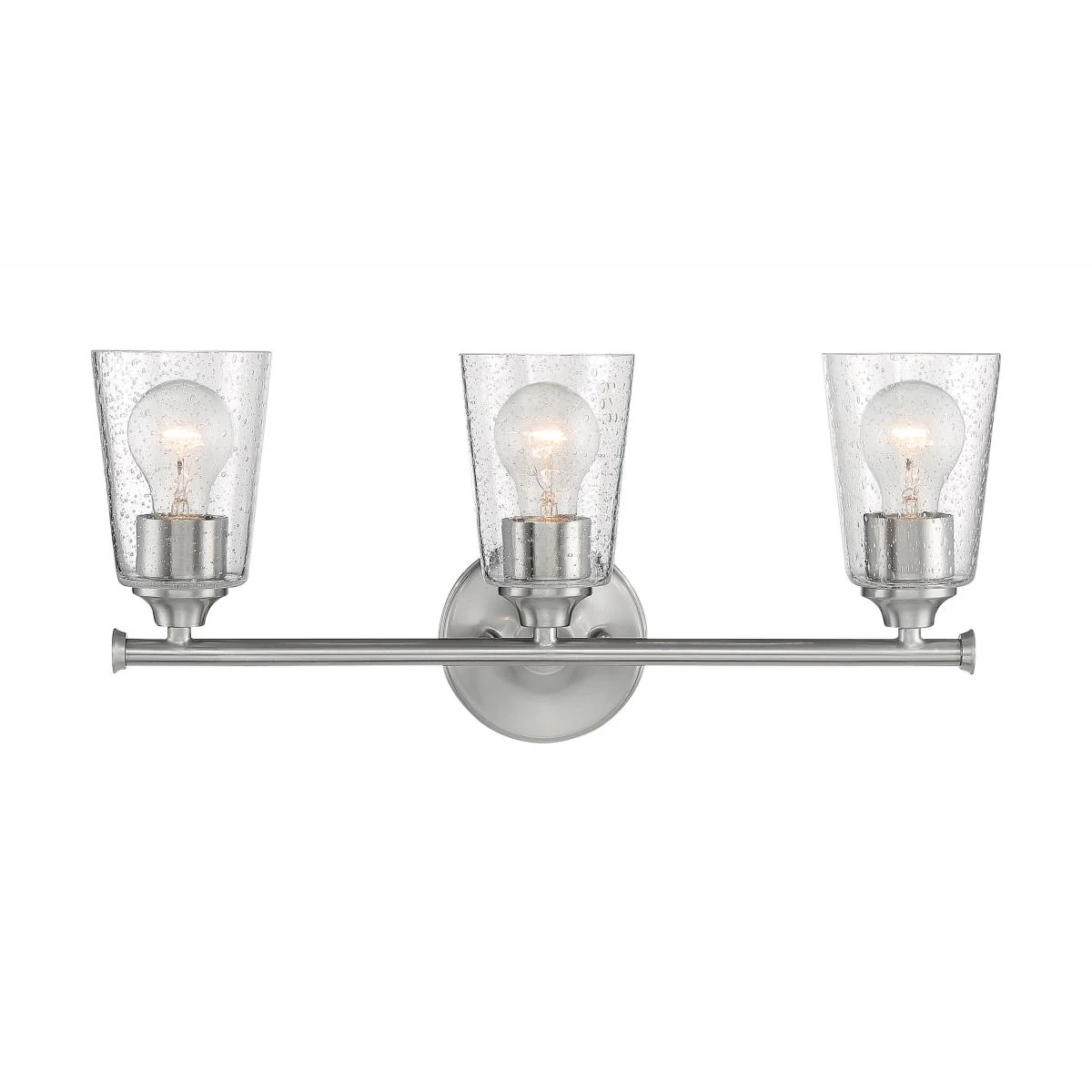 60-7183 BRANSEL 3 LIGHT VANITY Bransel - 3 Light Vanity with Seeded Glass - Brushed Nickel Finish - Cheap-Us