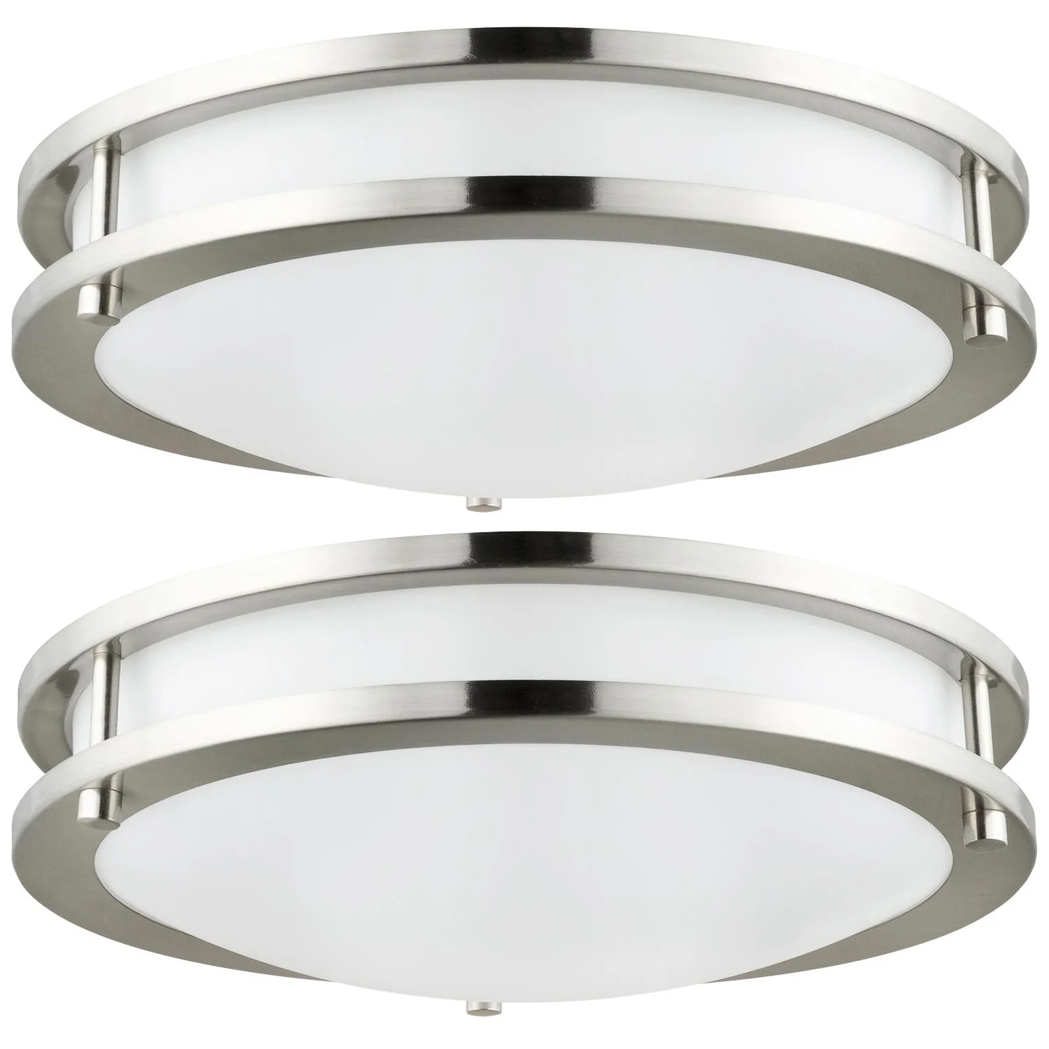 Sunlite 88357-SU LED Double Band Round Ceiling Fixture, 10-Inch, 15 Watt, 950 Lumens, Dimmable, Brushed Nickel Finish, ETL Listed, Energy Star, 40K - Cool White - Cheap-Us