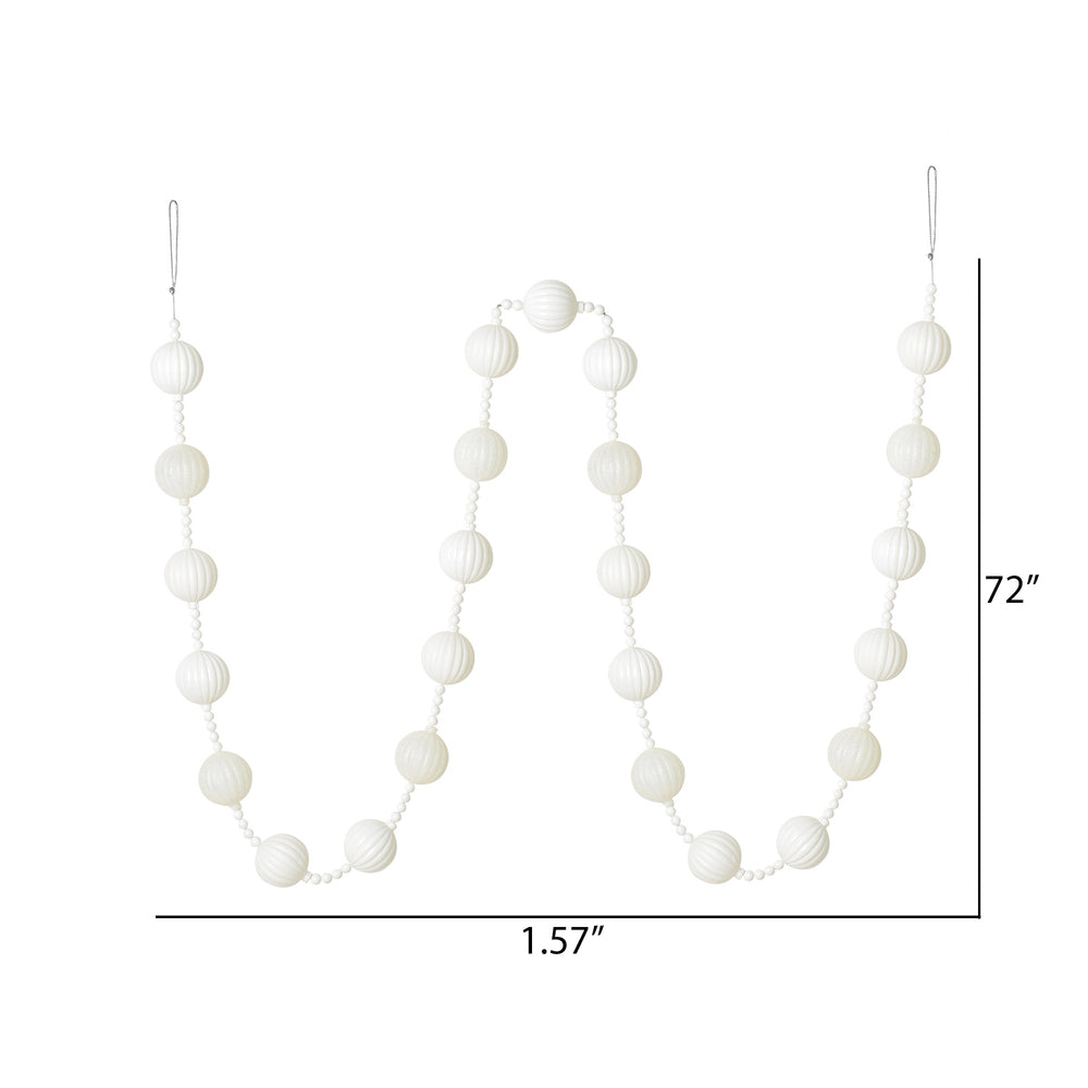 Vickerman 6' White Stripe Ball Ornament Christmas Garland - Cheap-Us