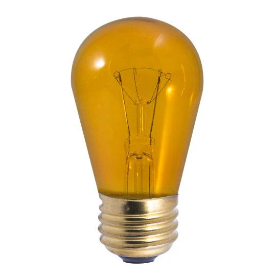 BULBRITE INCANDESCENT S14 MEDIUM SCREW (E26) 11W DIMMABLE LIGHT BULB TRANSPARENT AMBER 25PK (701211) - Cheap-Us