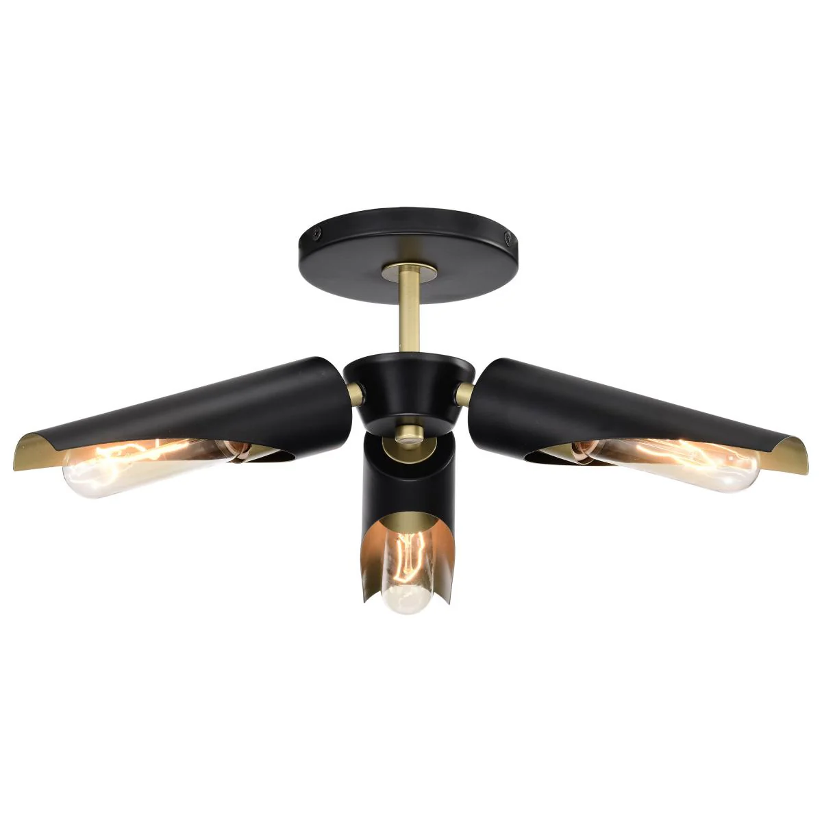 60-7297 MARC 3 LIGHT PENDANT Marc 3 Light Pendant; Matte Black Finish; Gold Accents - Cheap-Us