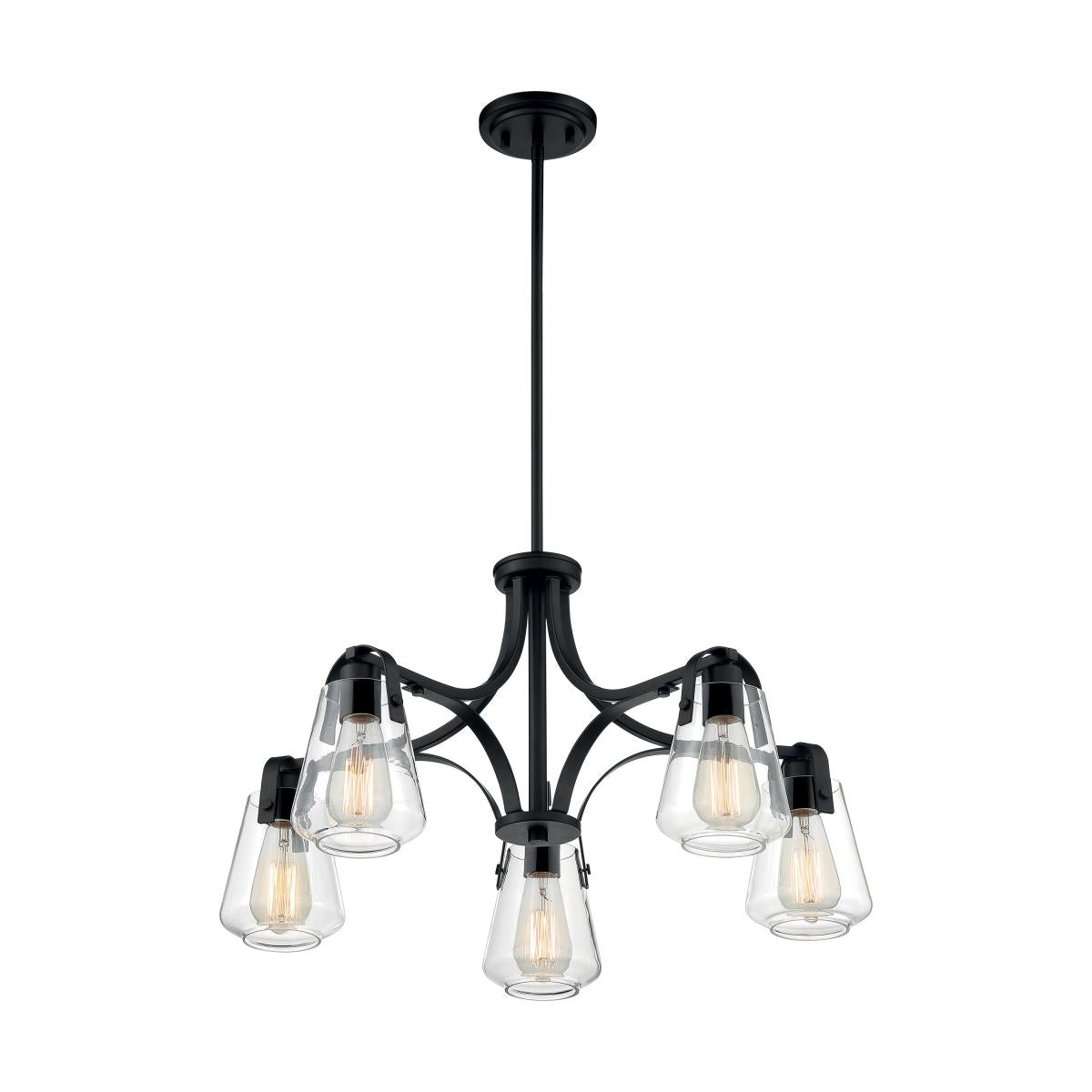 Satco Nuvo Skybridge 5 Light Chandelier With Clear Glass - Cheap-Us