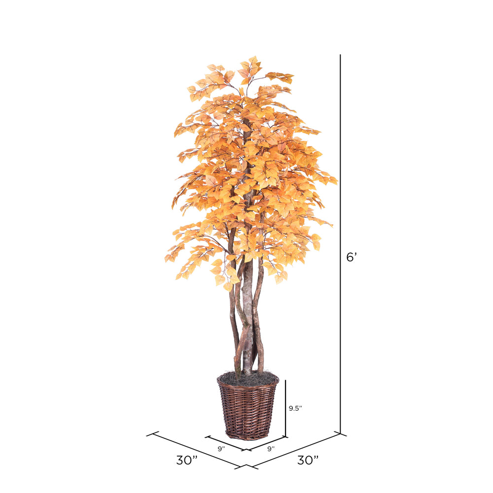 Vickerman 6' Artificial Golden Aspen Executive Rattan Basket. - Cheap-Us