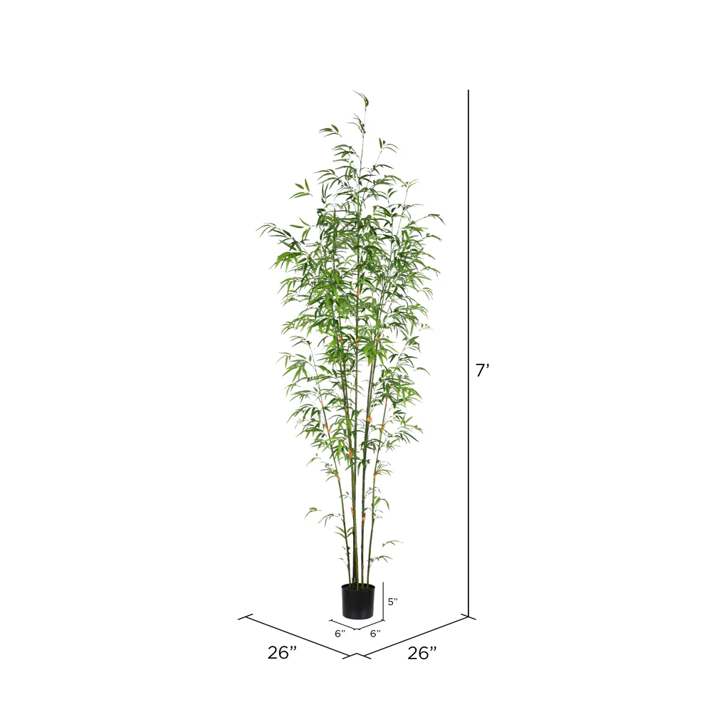 Vickerman 7' Artificial Potted Mini Bamboo Tree. - Cheap-Us