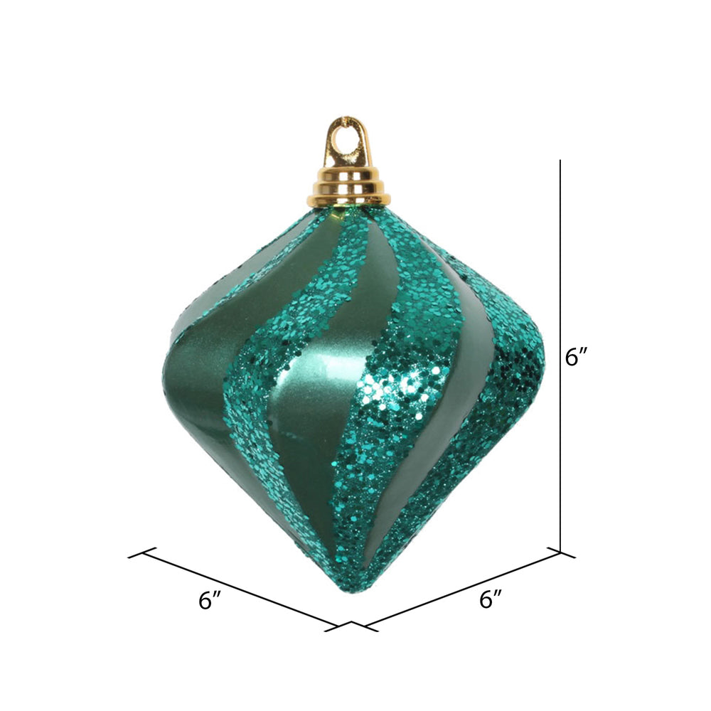 Vickerman 6'' Emerald Candy/Glitter Swirl Diamond Christmas Ornament - Cheap-Us