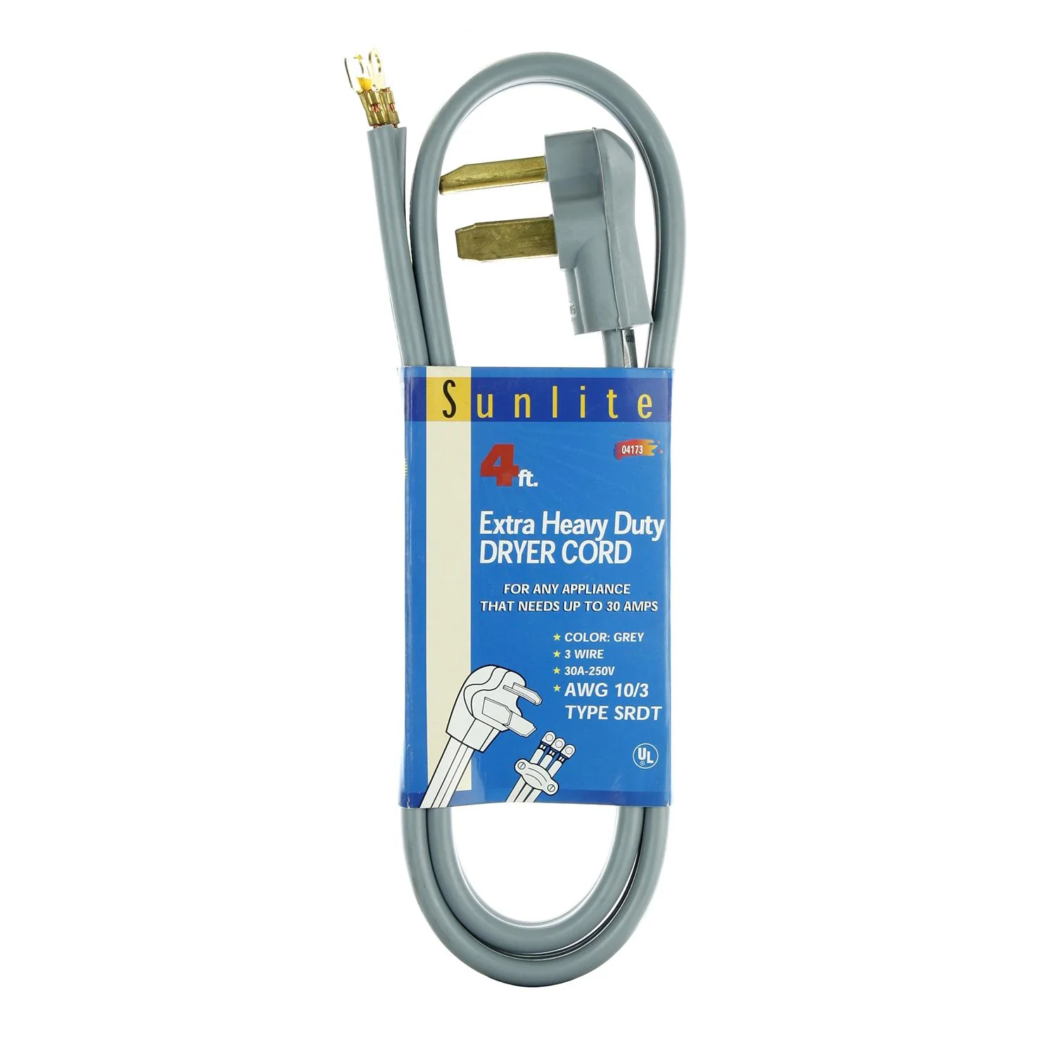 Sunlite EX4/D/30A Dryer 4-Feet Extension Cord, Grey - Cheap-Us