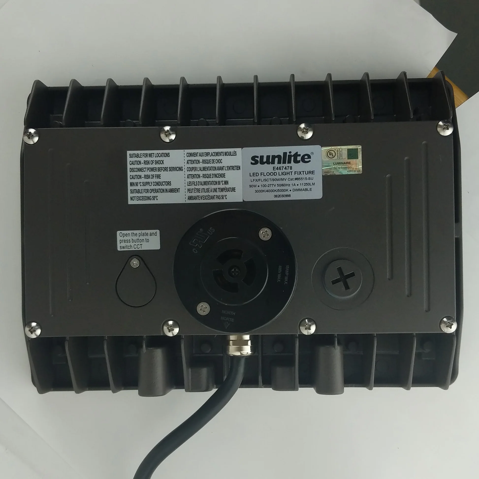 Sunlite 85515 Tunable LED Floodlight Fixture, 90 Watts (250W=), 120/277 Volts, 11250 Lumen, Dimmable, 30K/40K/50K Color Temperature Tunable, 50,000 Hour Life Span, UL Listed for Wet Locations, Bronze - Cheap-Us