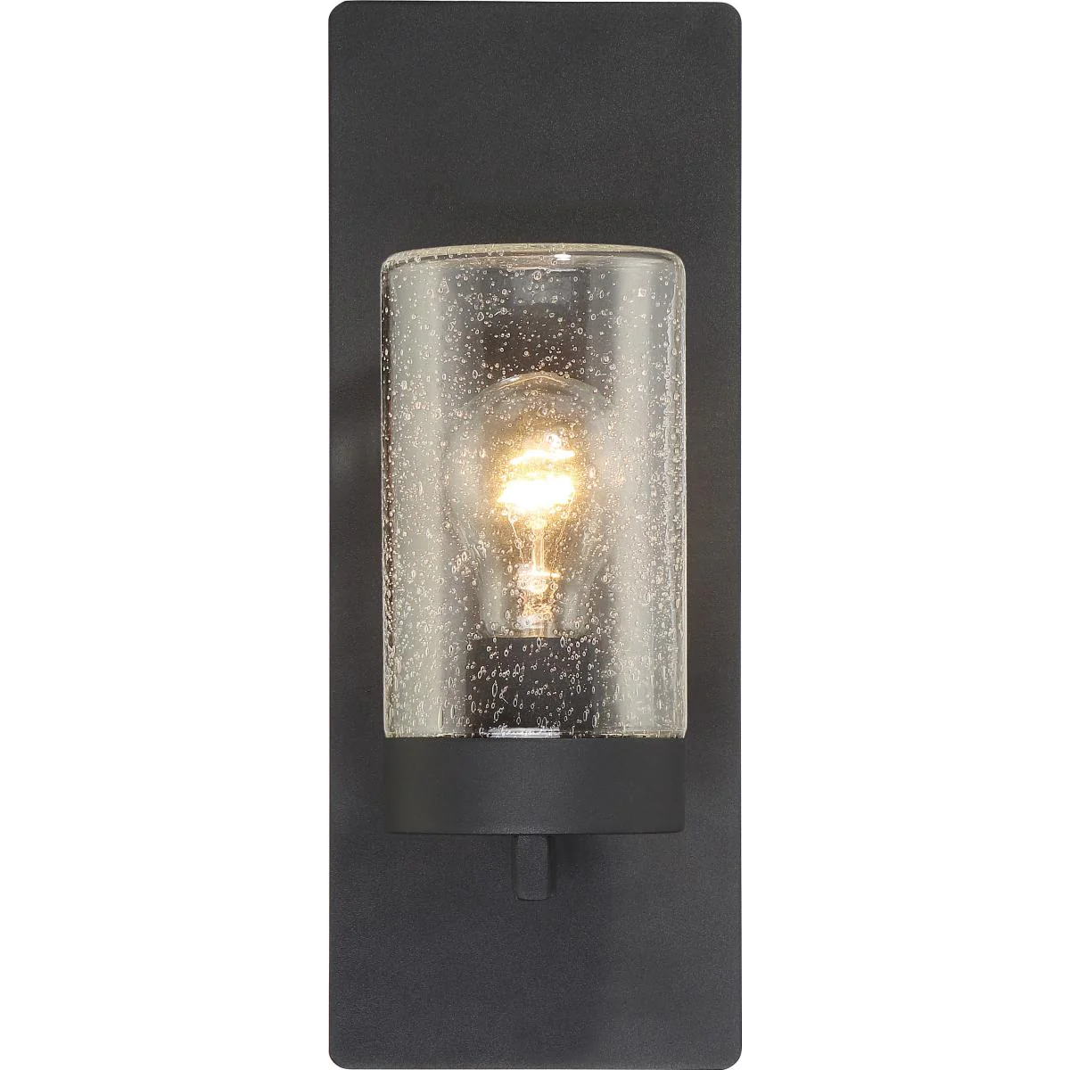 60-6579 INDIE 1 LT SMALL WALL SCONCE Indie- 1 Light- Small Wall Sconce - with Clear Seeded Glass - Textured Black Finish - Cheap-Us