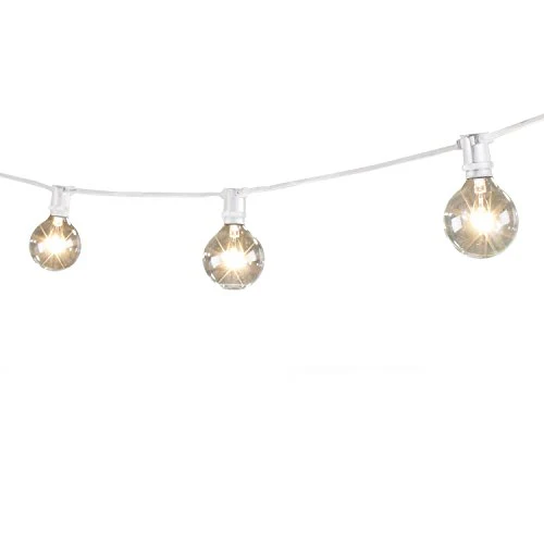 Bulbrite STRING15/E12/WHITE-G16KT Outdoor Mini String Light w/Incandescent G16 Globe Bulbs, 25-Feet, 15 Lights Sockets, White - Cheap-Us