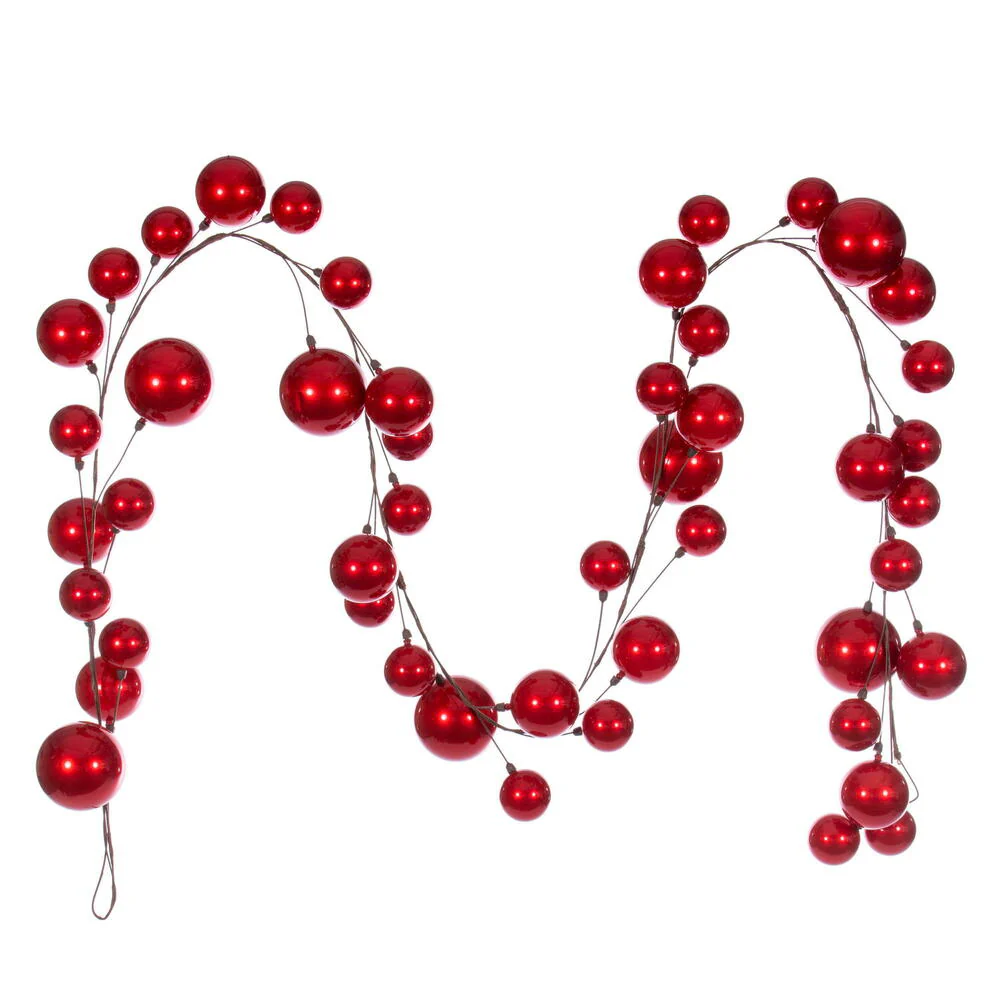 Vickerman 10' Red Ball Ornament Garland. - Cheap-Us